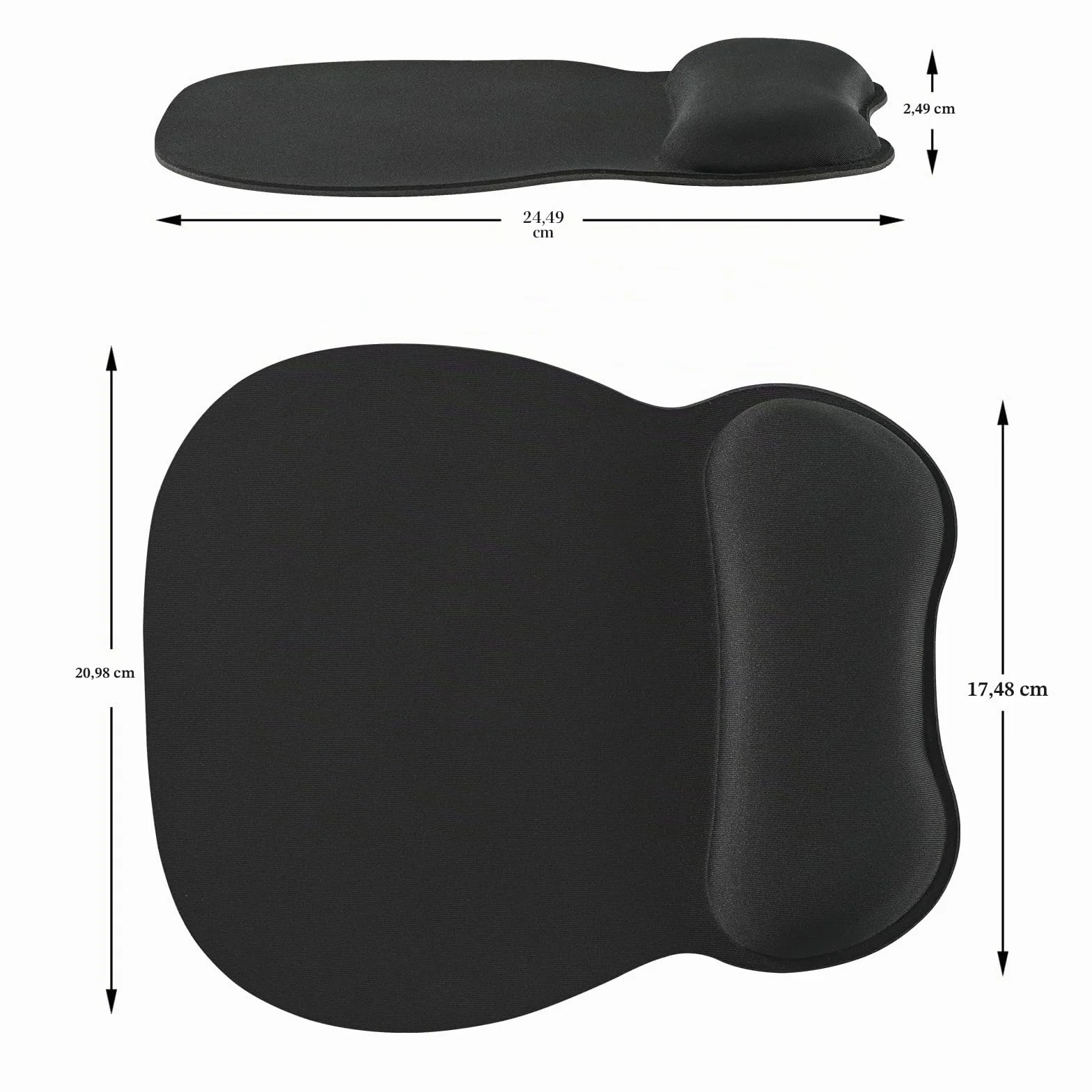 Alfombrilla Ratón Ergonómico con Reposamuñecas, Gaming Mouse Pad Tejido Licra, Base no Deslizante, Negro