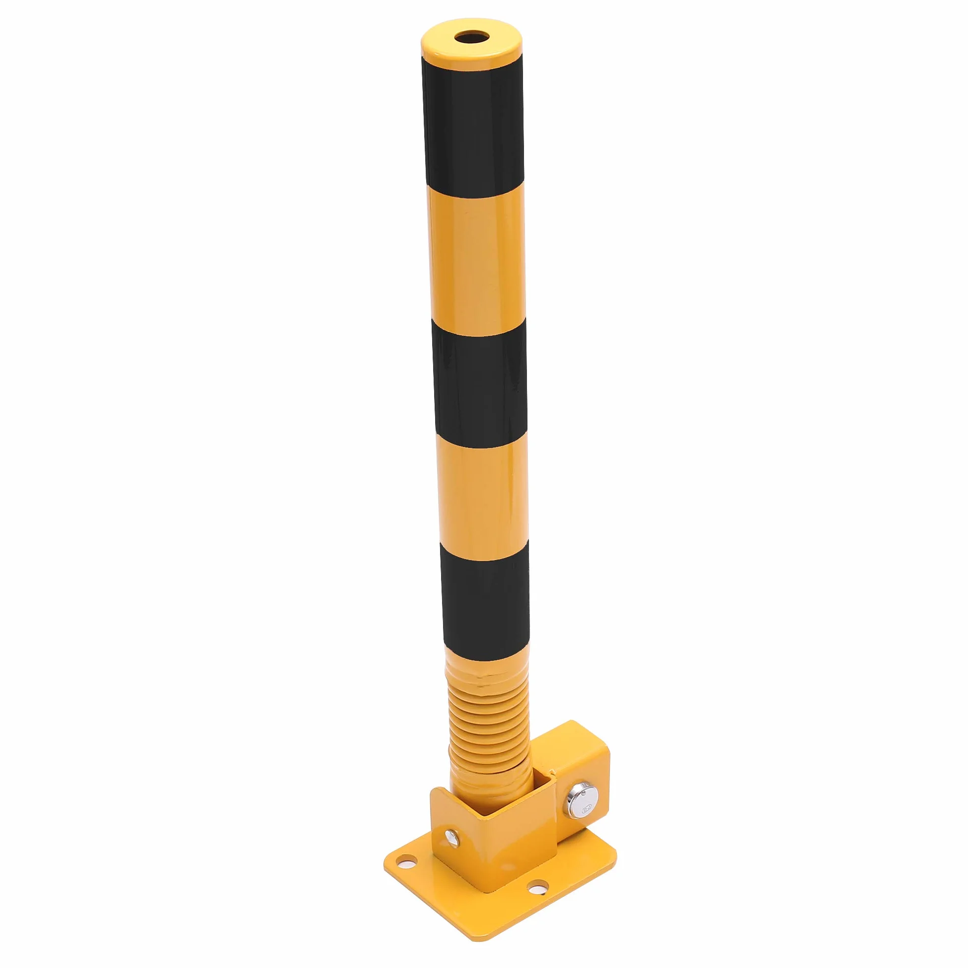 TOPWAY Bolardo de Bloqueo de Espacio para Estacionamiento de Automóviles con Resorte, Bloqueable Plegable Poste de Barrera de Parking de Coche, Amarilla y Negro, 60cm de Altura