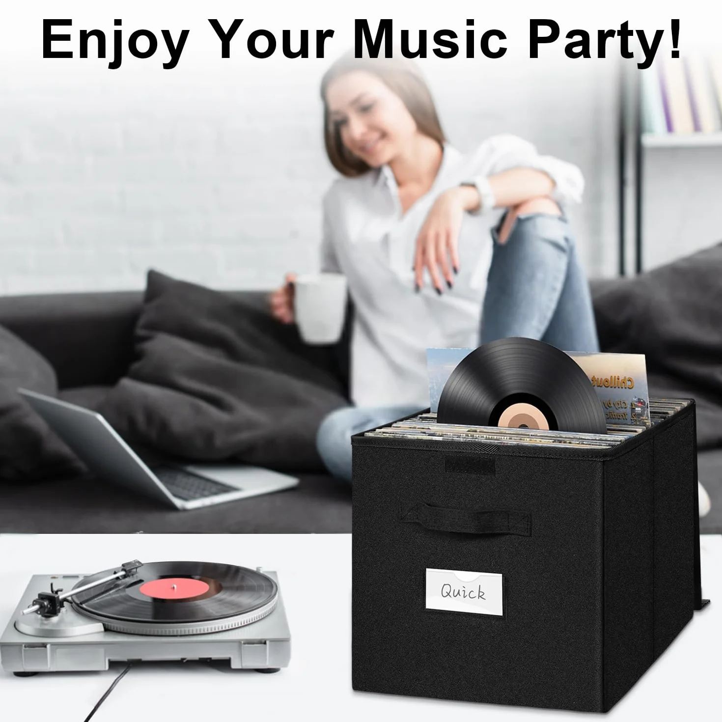 Caja de Almacenamiento para Discos de Vinilo LP 12 Pulgadas Capacidad 90 Discos