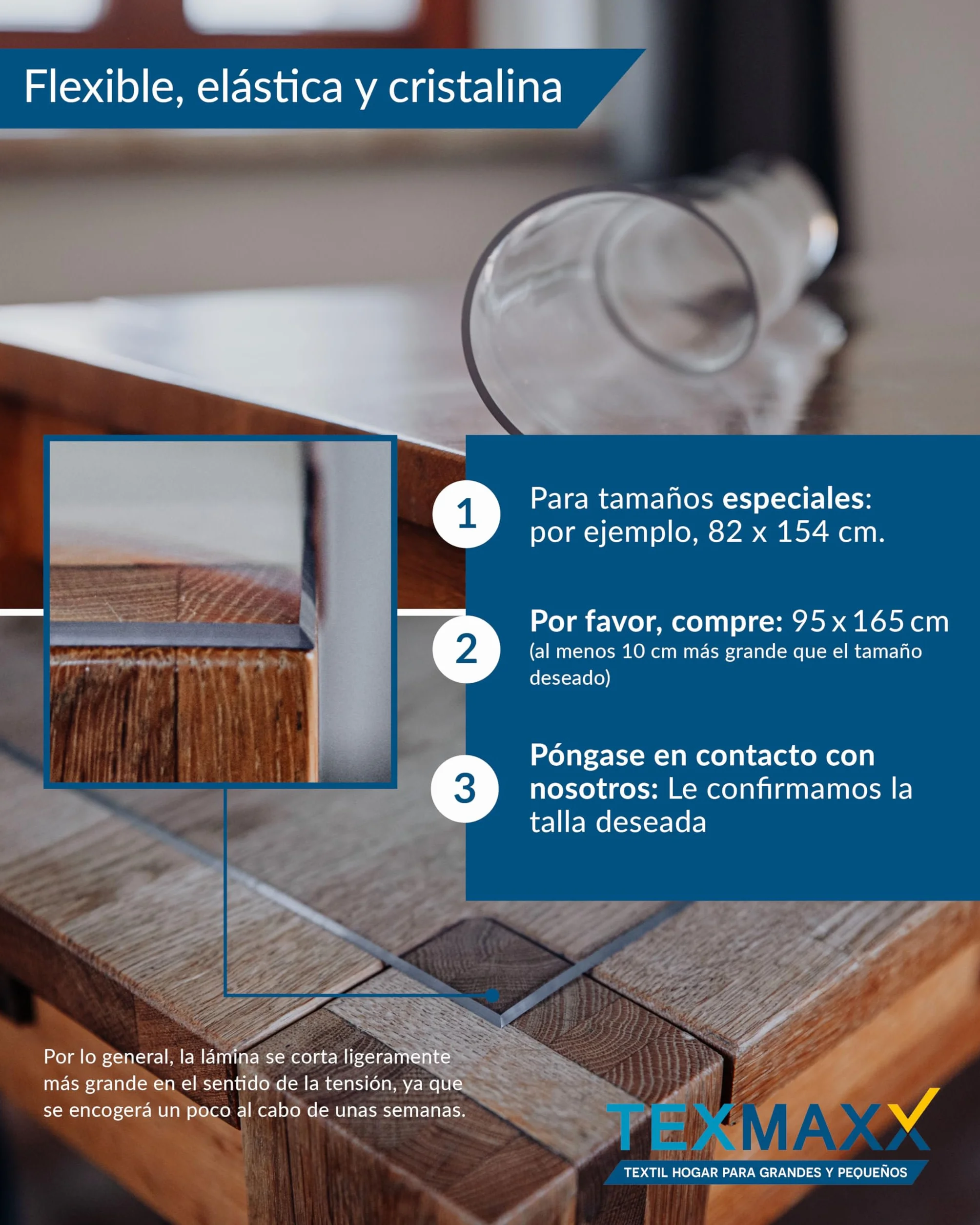 TEXMAXX Protector de Mesa Transparente 2 mm Bordes Biselados Cubierta PVC 90x140 cm