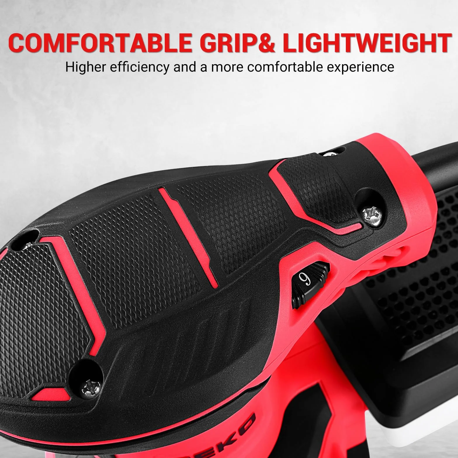 DEKOPRO Lijadora Orbital 300W, 6 ajustes de velocidad, 14000 rpm, adecuada para lijadoras eléctricas de madera, equipada con 16 hojas de lijado y 3 cepillos(Rojo)