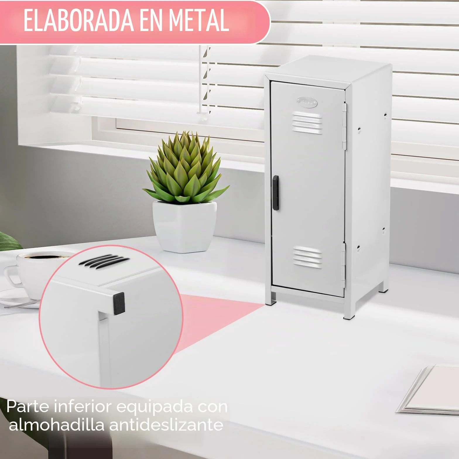Mini taquilla con cerradura y llave 27,5 x 10,5 x 10,5 cm metal roto almacenamiento escritorio portátil