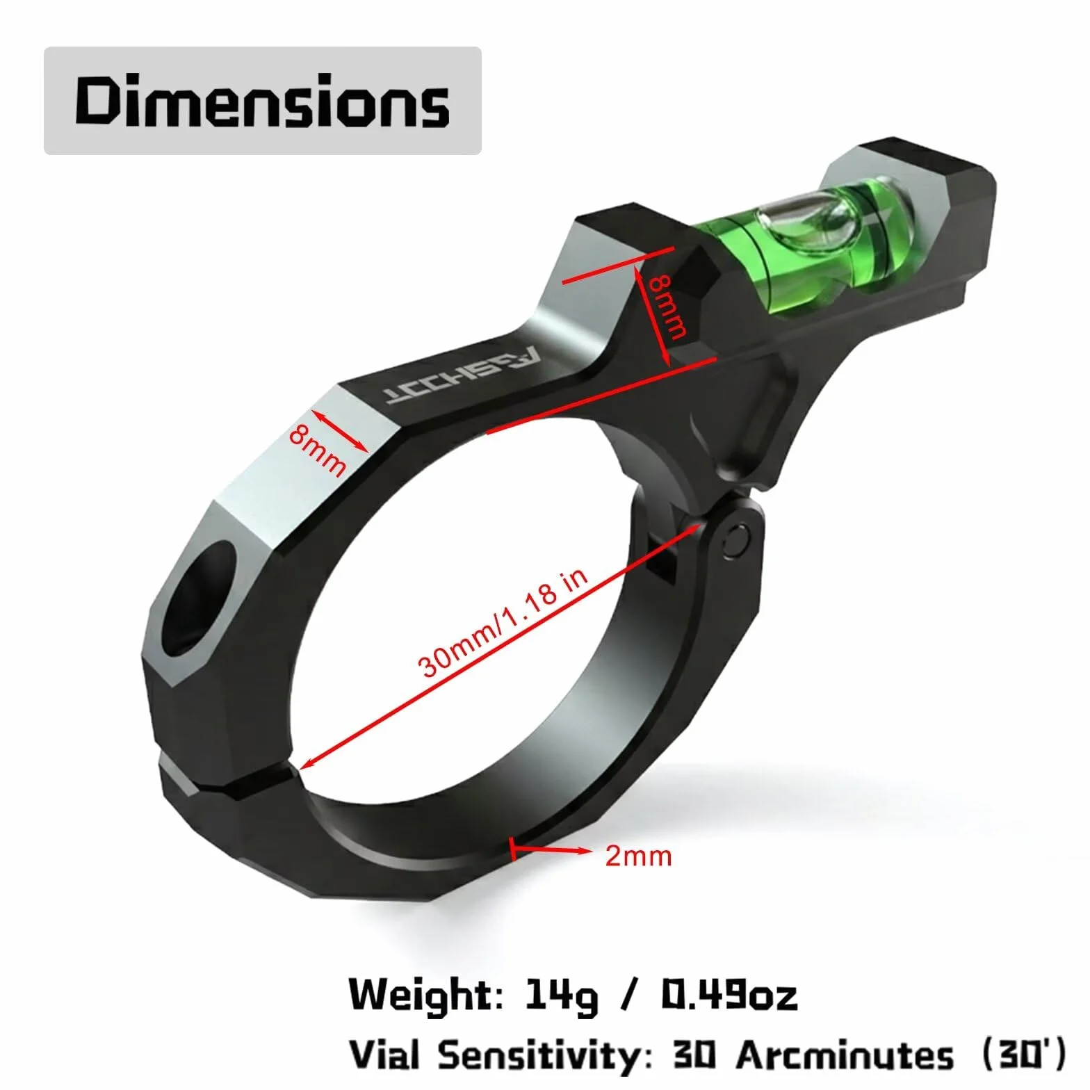 Nivel de Burbuja de Precisión AGSHOOT, Sistema Anti-Inclinación para Tiro de Larga Distancia y Competición | Compatible con Tubos de 30mm - Indicada Únicamente para Actividades Deportivas