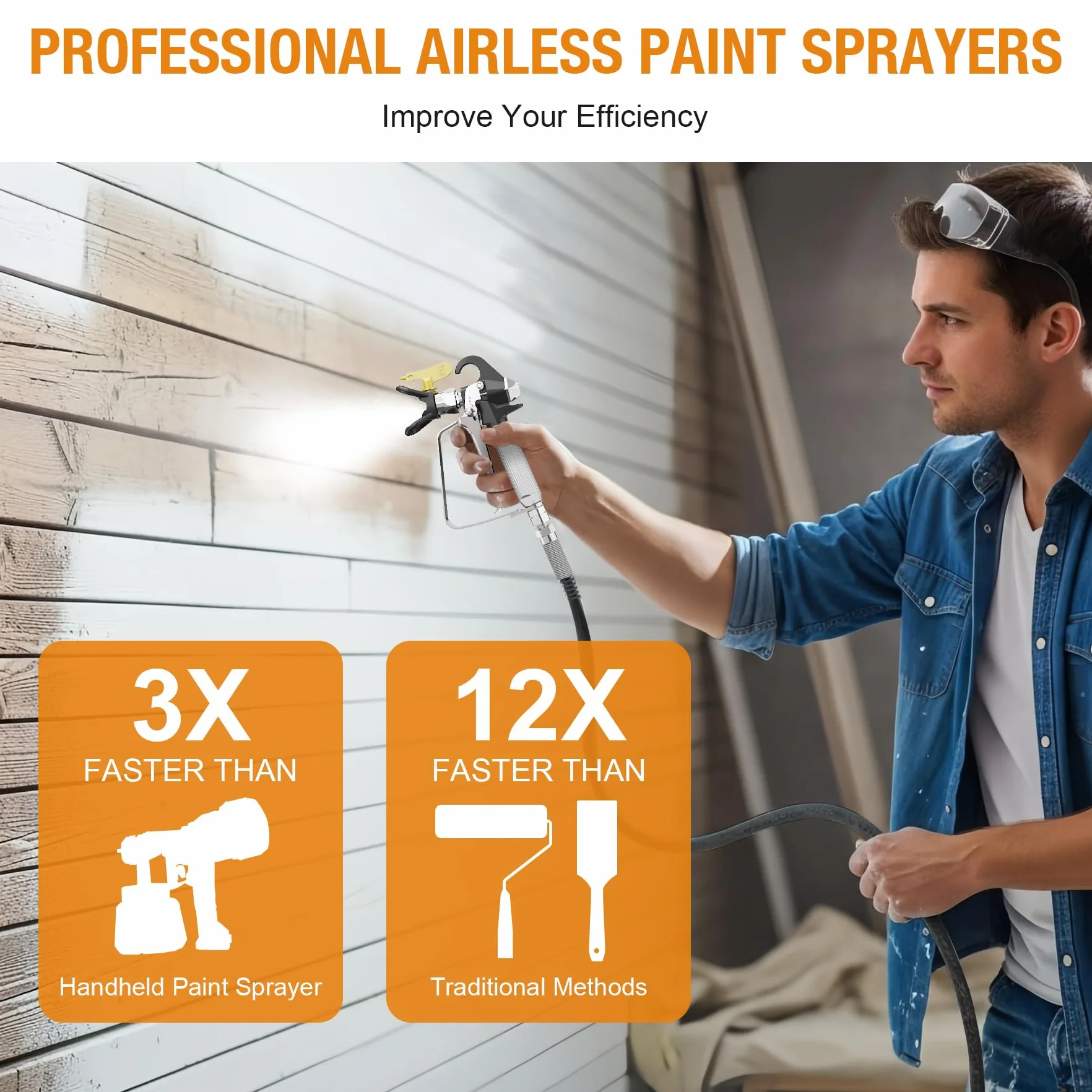 MAXXT Pistola Eléctrica de Pintura Airless, 1300W, Pulverizador para Vallas, Muebles, Paredes y Puertas