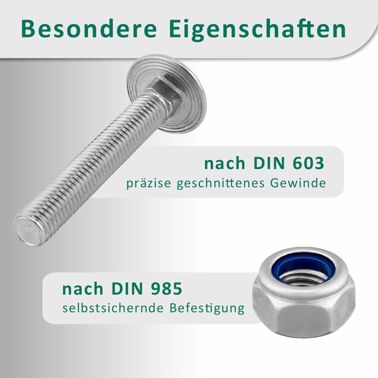 DSM – Tornillos de cierre M5 x 90 mm según DIN 603 – Tuerca de seguridad M5 DIN 985 – Acero inoxidable A2/V2A – Tornillos de cabeza plana redonda con cuello cuadrado – Tuercas de seguridad