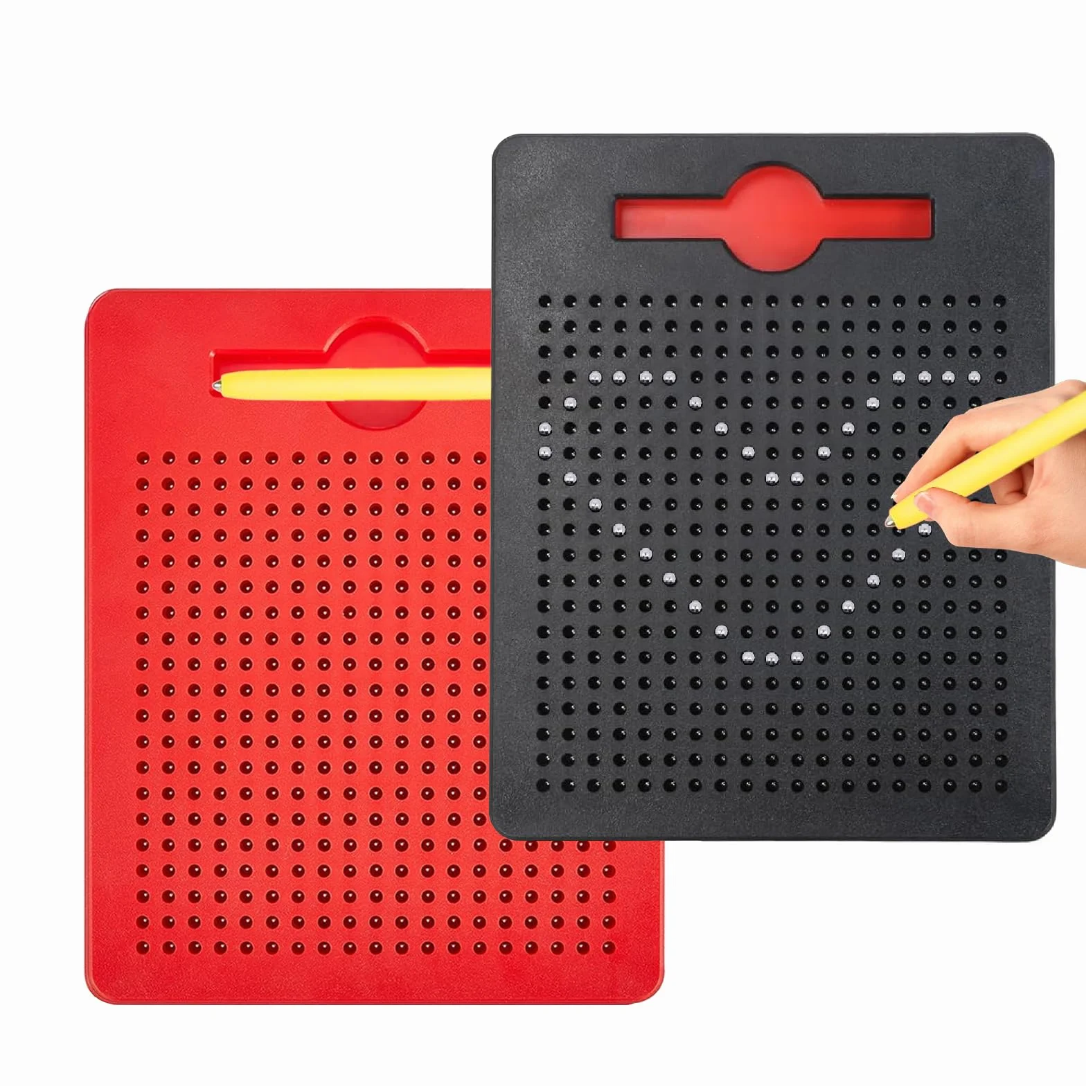 2 tablas de dibujo magnéticas pequeñas, magnéticas, bolas de acero, placas magnéticas para dibujo de bolas de acero magnético para niños (cuadrado)