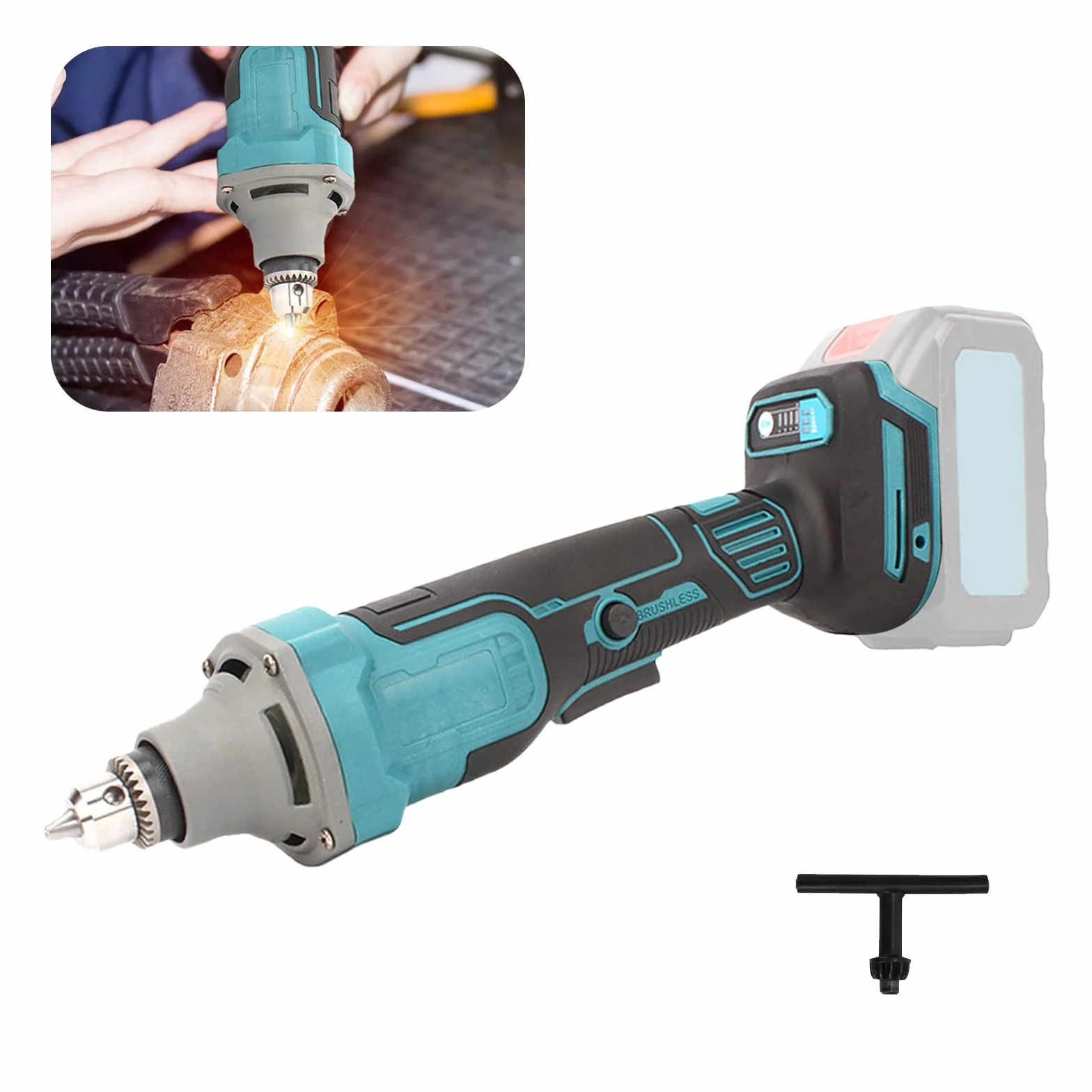 Amoladora Recta, Destornillador Angular Inalámbrico Compatible con Batería Makita de 18 V Minitaladro Multifuncional Para Uso Doméstico Para Grabar Esmerilar Pulir Y Taladrar (Sin Batería)