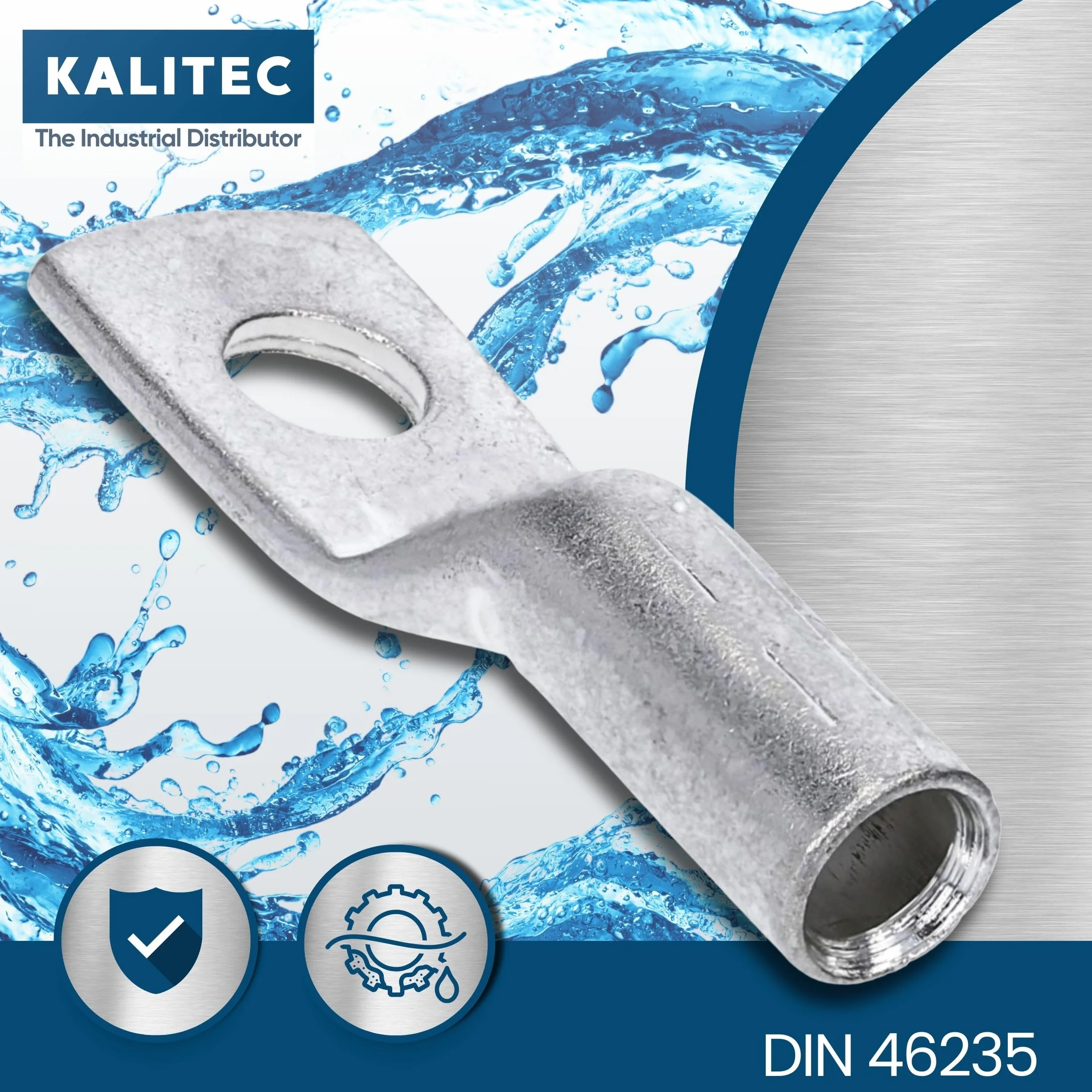 Kalitec DR25-8 - Terminales de cable de presión (10 unidades, según DIN 46235, 25 mm², M8)