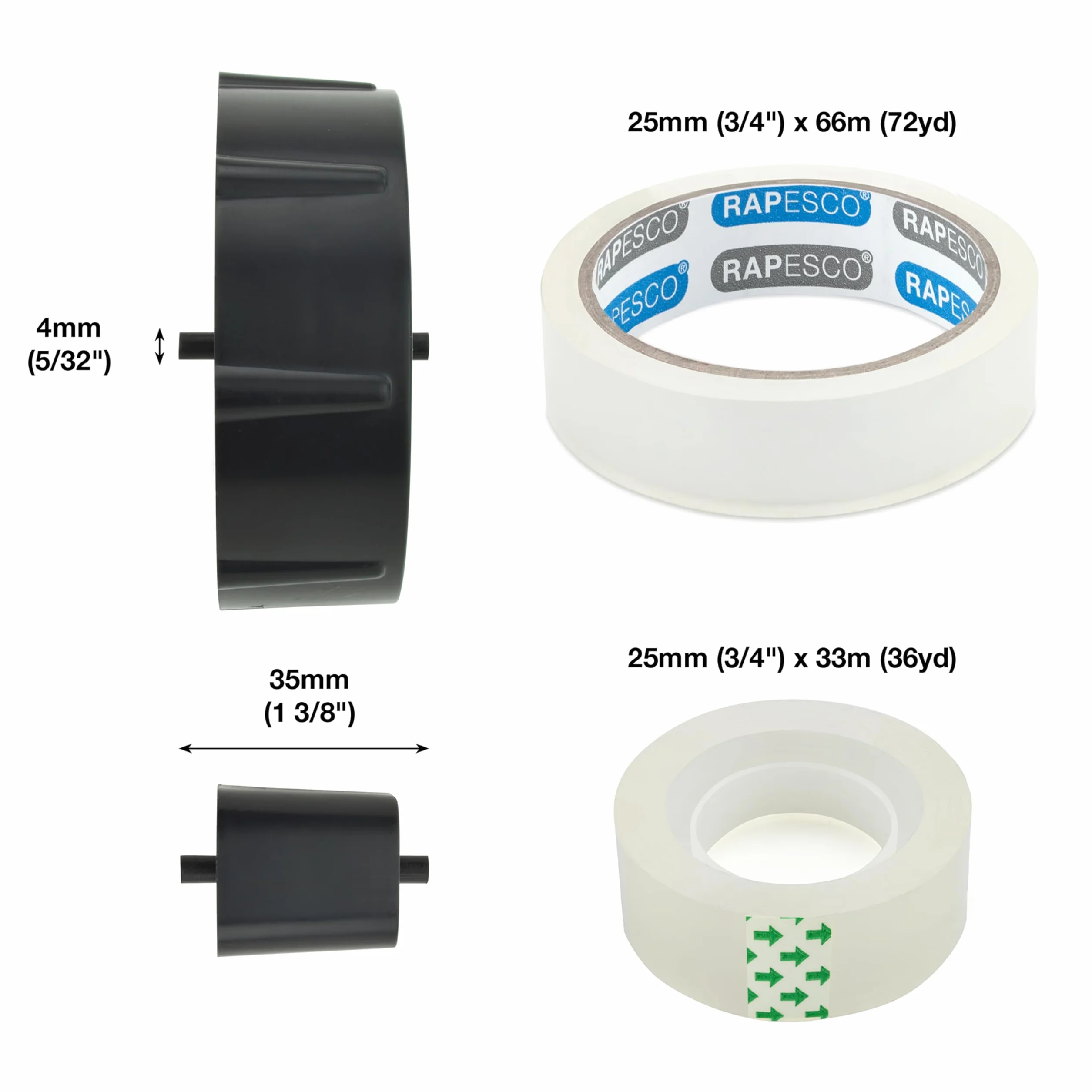 Rapesco 1639 Dispensador de Cinta Adhesiva Profesional 500, Negro