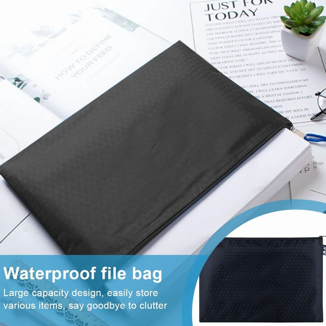 Bolso Impermeable para Dinero con Cremallera A5 Negro