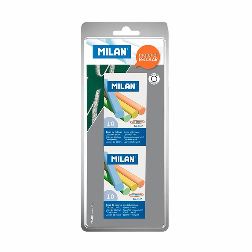 MILAN Blíster 2 cajas 10 tizas de colores (sulfato de calcio)