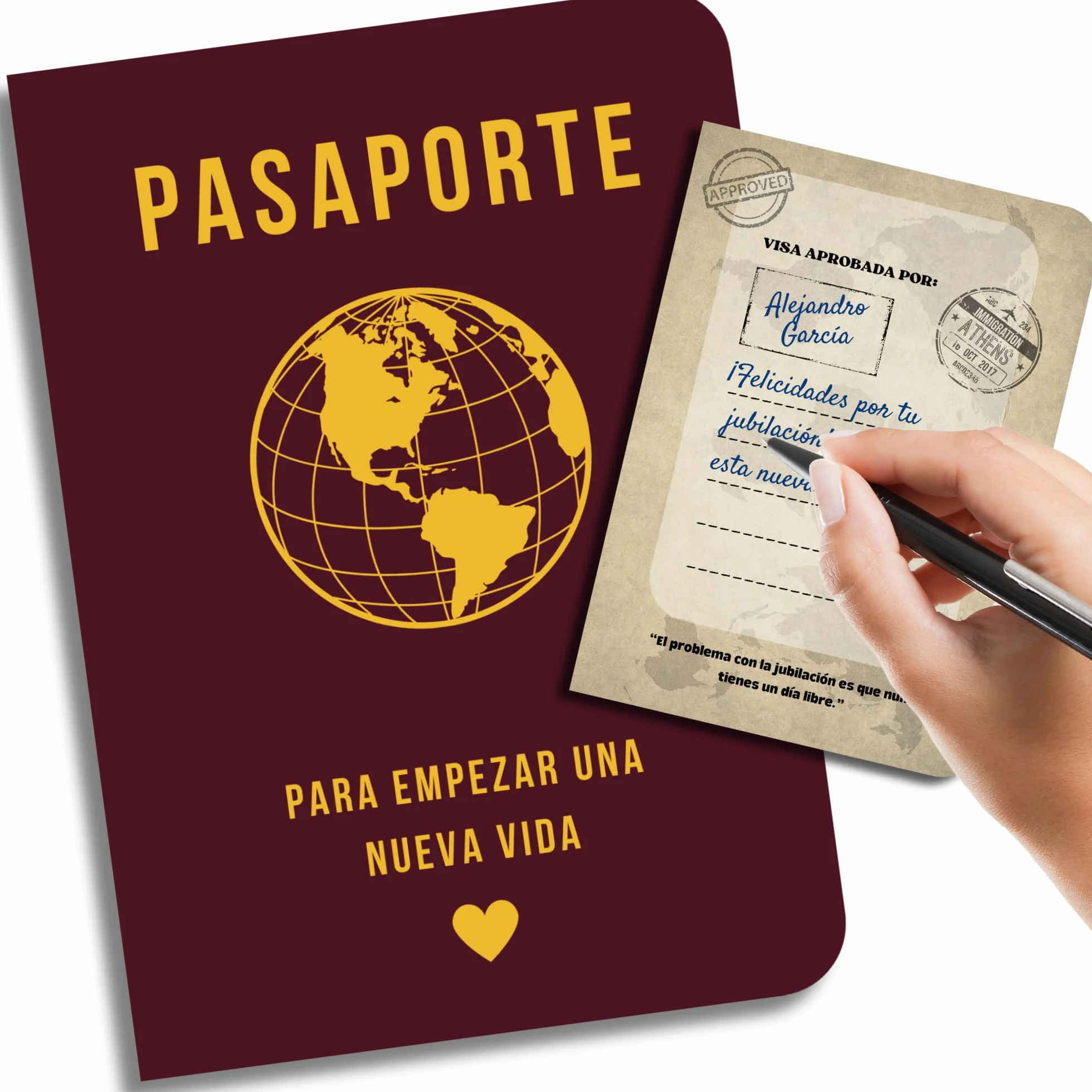 Regalo Original para Jubilación | Tarjeta Divertida de Felicitación | Libro de Firmas con Dedicatorias | Pasaporte para una Vida Nueva