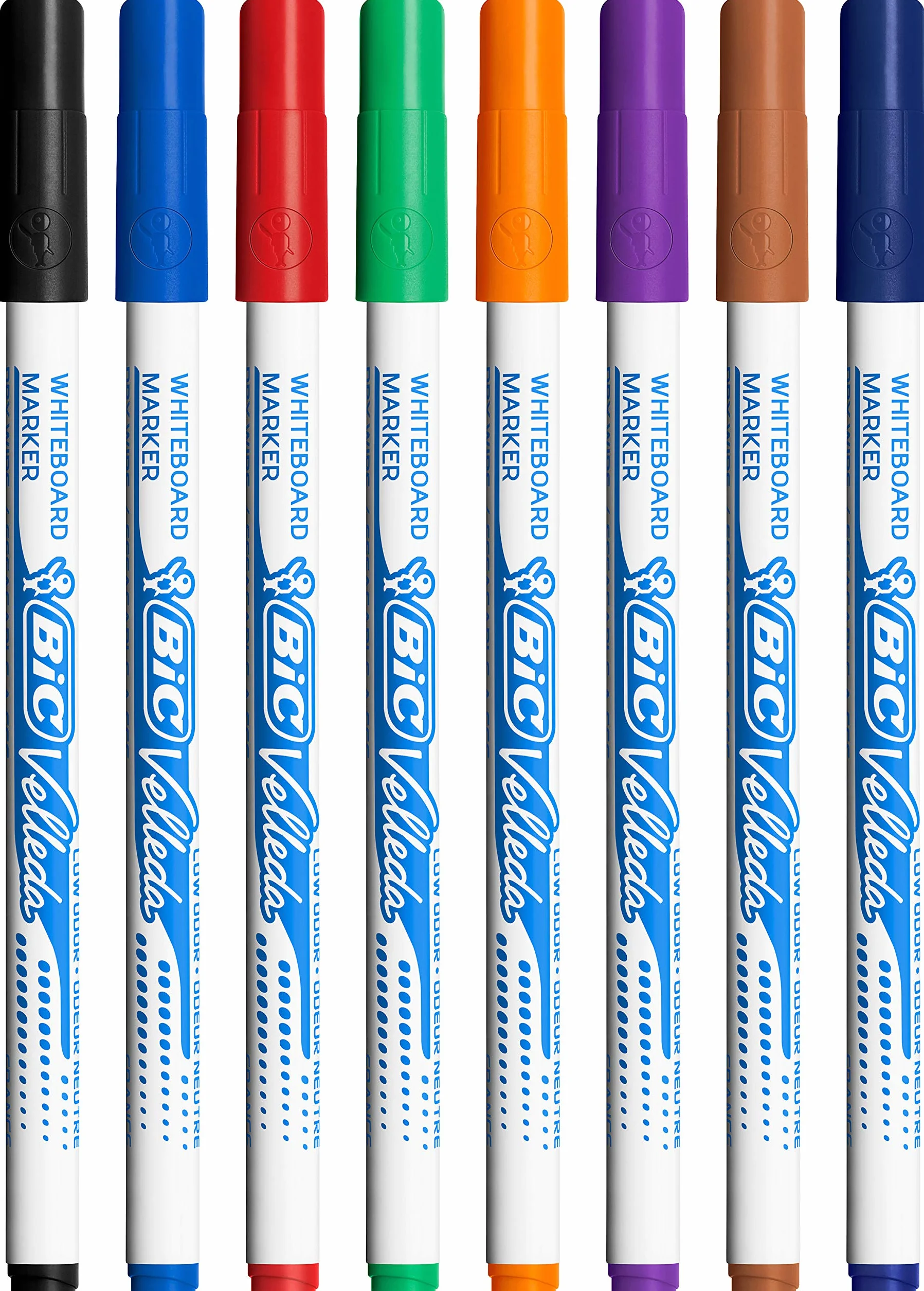 BIC Velleda, rotuladores de pizarra blanca, punta fina, ideal para los niños, colores surtidos, set de 12