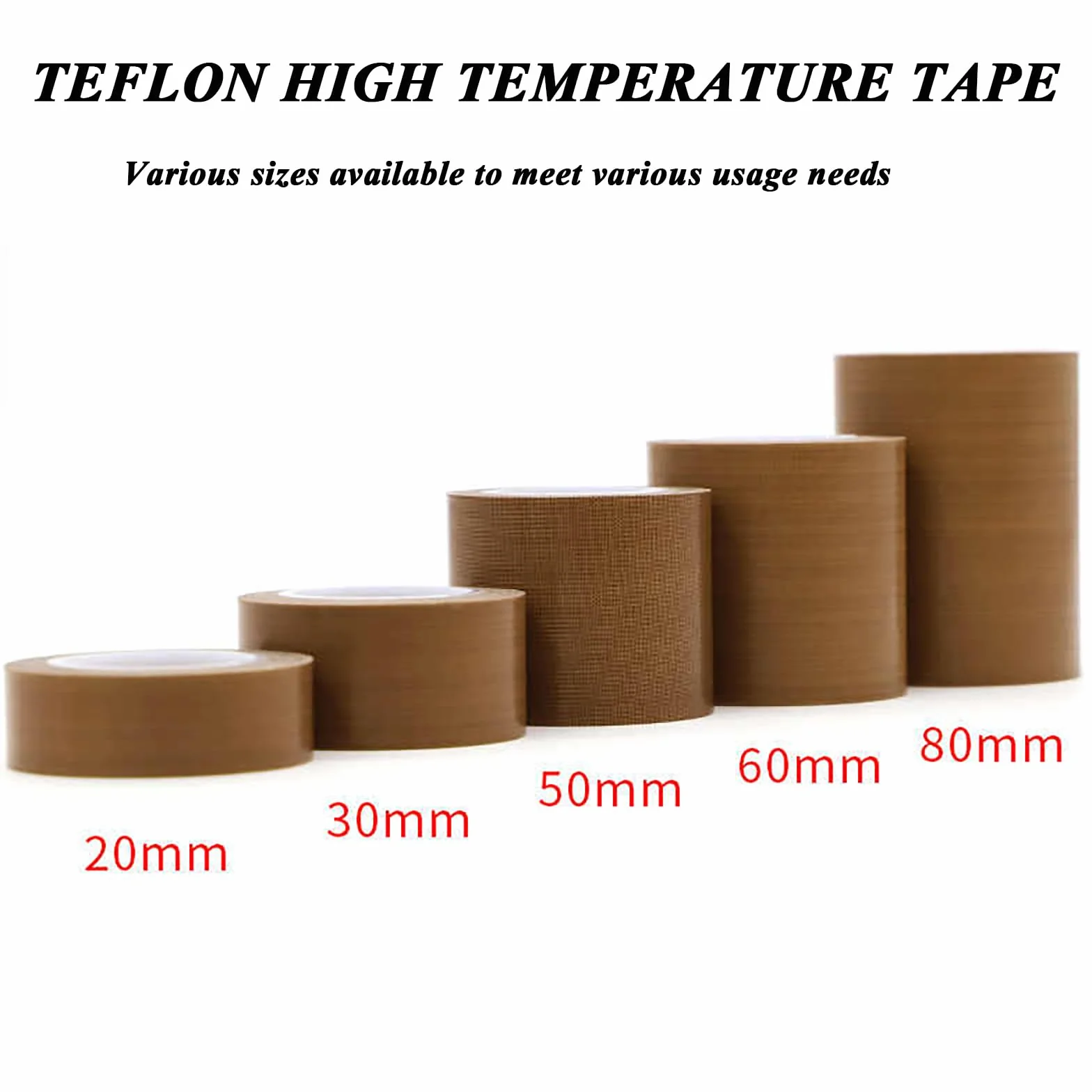 Cinta de teflón Espesor 0,13 mm, Ancho 10 mm-200 mm, 10 m/Rollo Cinta Aislante de PTFE Resistente al Calor para Aplicaciones eléctricas, industriales y de Bricolaje,200mm