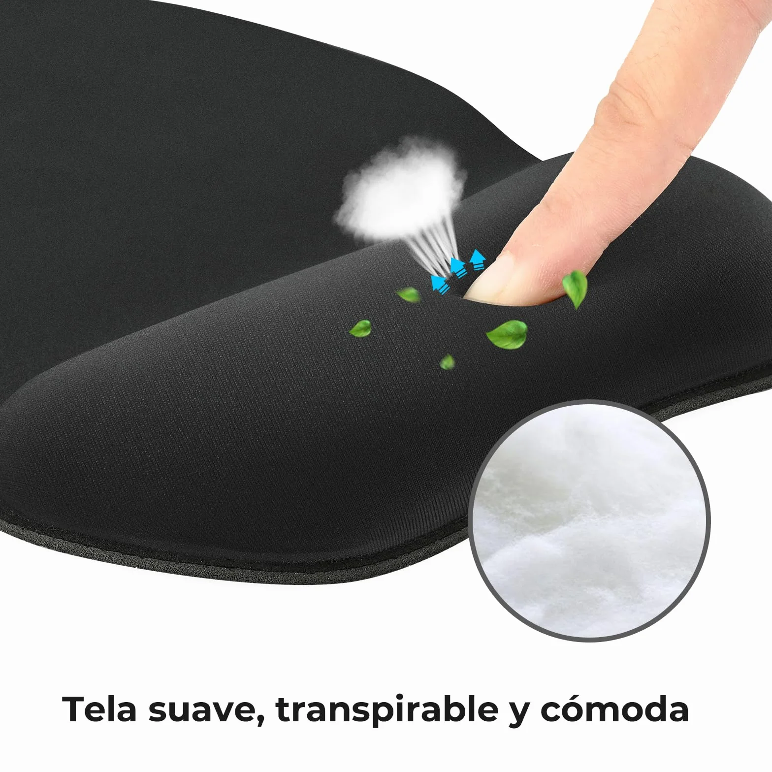 Alfombrilla Ratón Ergonómico con Reposamuñecas, Gaming Mouse Pad Tejido Licra, Base no Deslizante, Negro