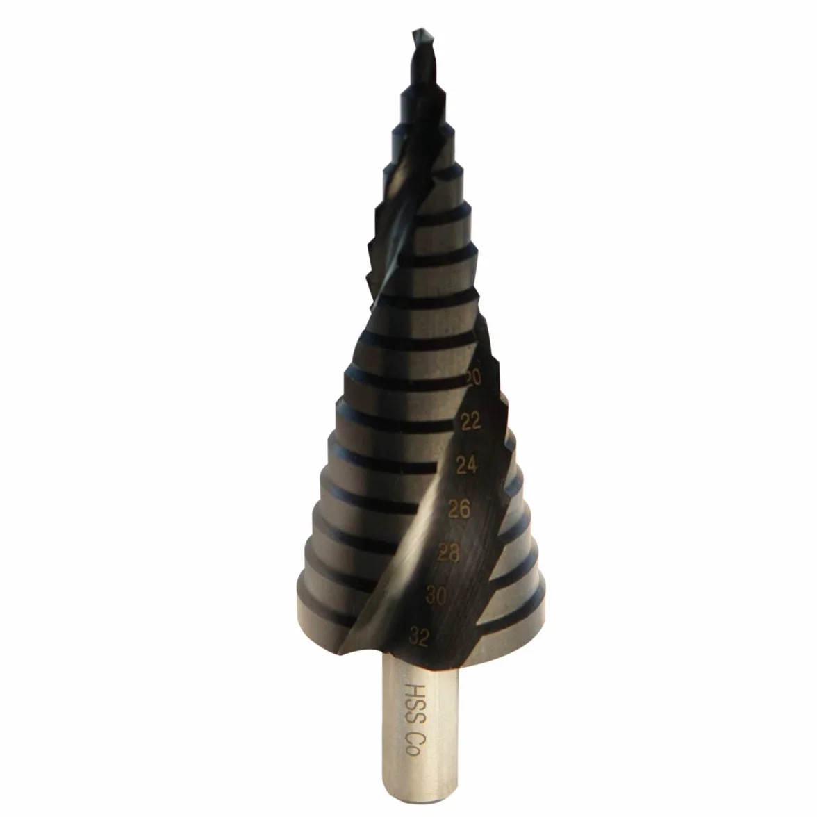 Brocas Escalonadas de M35 Cobalto (4-32 mm/15 Pasos) para Acero Inoxidable, Aluminio, Latón, Madera, Plástico, PVC.