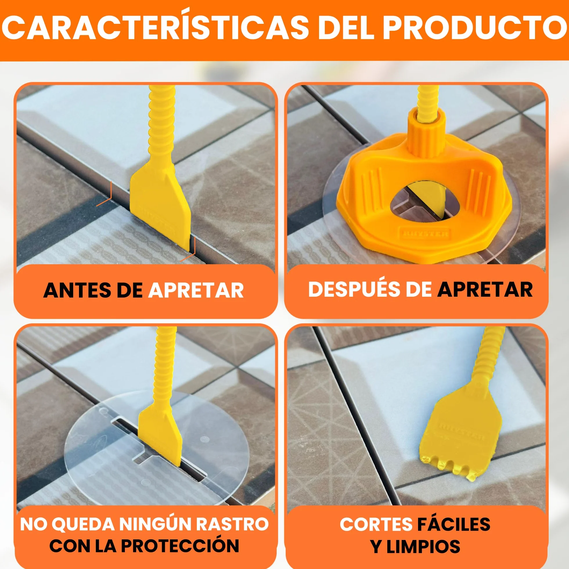 Kit de crucetas autonivelantes de 5 mm – Starter Pack - 302 Unidades | 100 Clips + 100 cuadrantes + 100 Protecciones + mazo + Nivel de Burbuja Incluido | Colocación fácil y precisa
