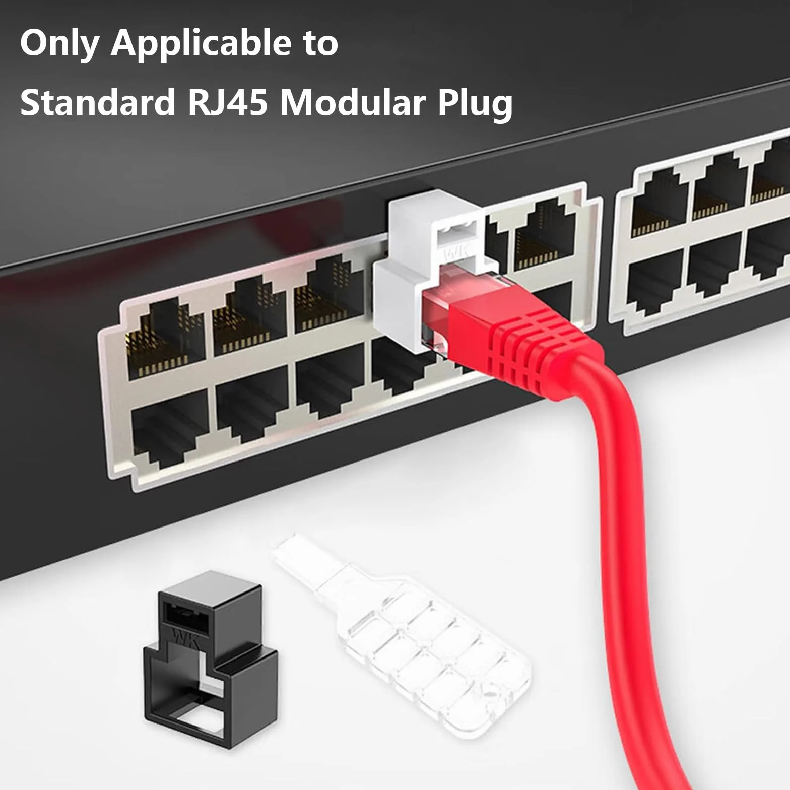 20 cerraduras de cable de red RJ45 con 1 llave, cable de red RJ45 con bloqueo, cable Ethernet con bloqueo, categoría 5, categoría 6, categoría 7, bloqueo de cable de conexión para enchufes modulares