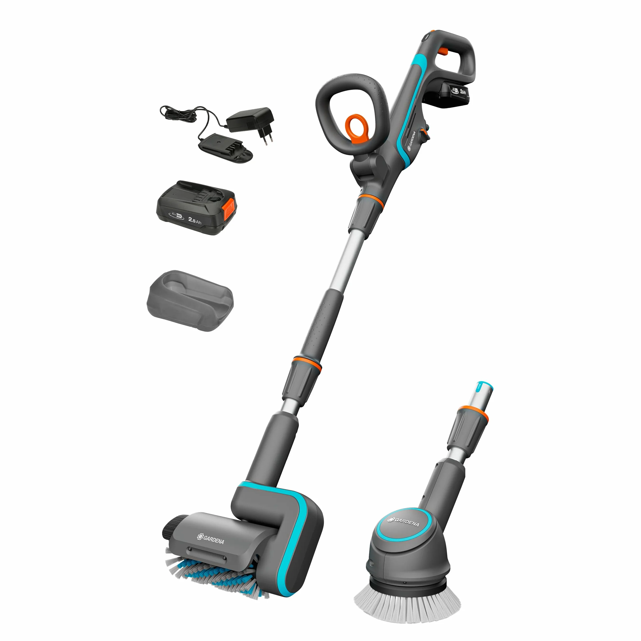 Gardena Multi limpiador AquaBrush Universal a batería 04/18V P4A Set listo para usar: Exterior, Superficie universal, Cepillo de perfilado, Funcionamiento con un solo toque, Sin cable (14842-20)