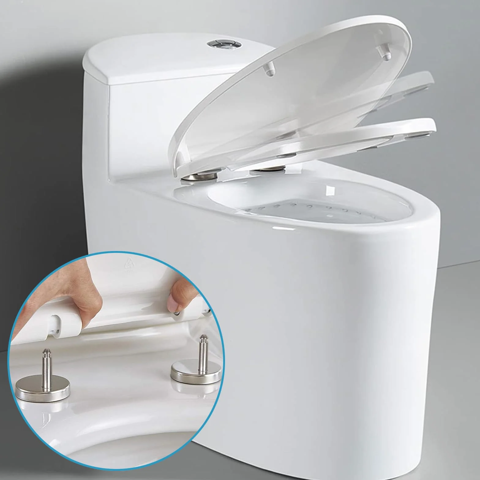 Tornillos para asiento de inodoro,2 Bisagras Tapa WC,Fijación de Asientos de Inodoro,con Goma Tornillos para Montar y Fijar la Tapa del Inodoro