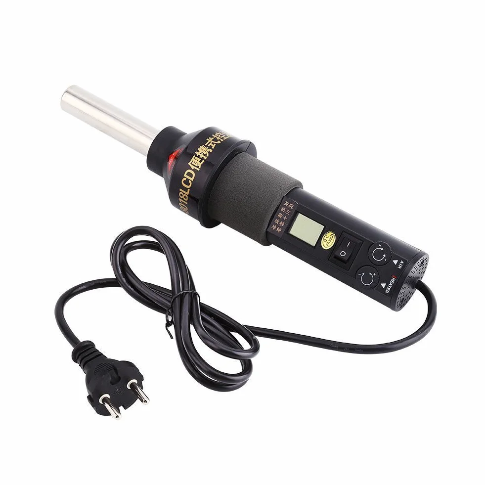 Yosoo Pistola de Aire Caliente LCD 450 W 220 V Profesional portátil Pistola de Aire Caliente Kit con boquillas y Soporte para Soldadura