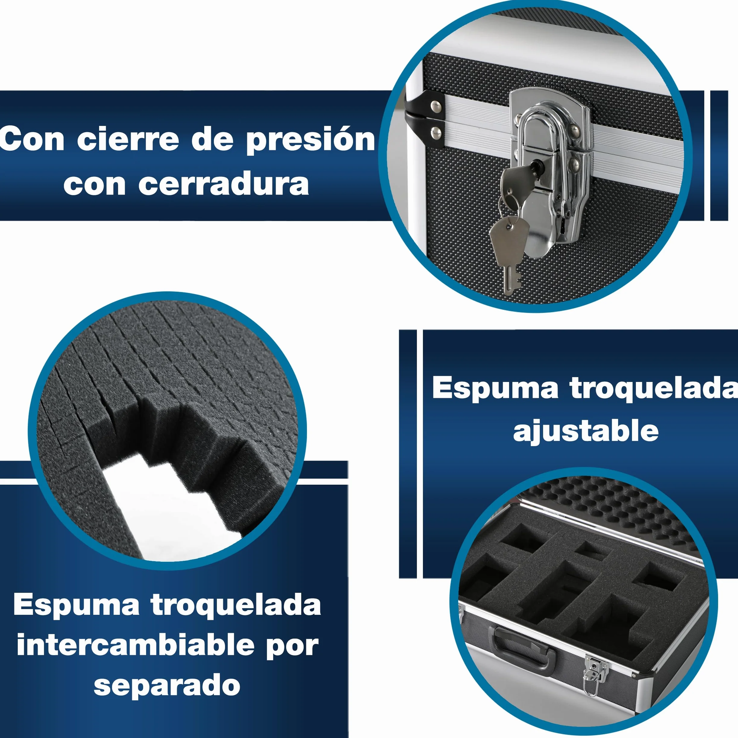 PeakTech 7305 – Estuche universal para dispositivos de medición, robusto, almacenamiento de herramientas, relleno de espuma, con cerradura, protección contra el polvo, L - 405 x 330 x 150 mm