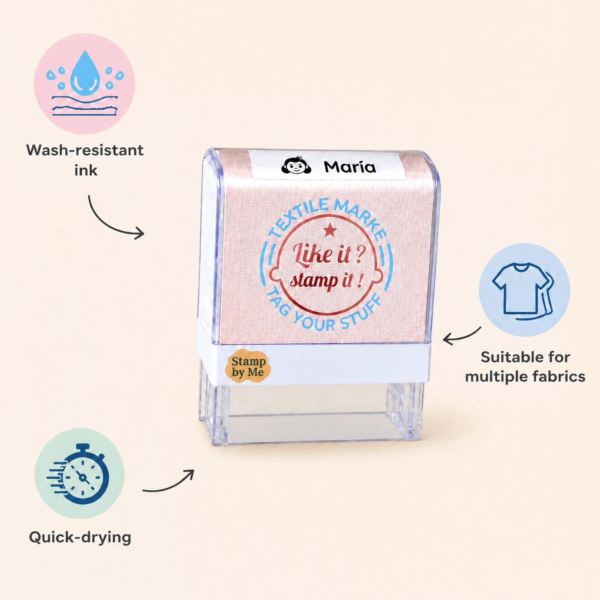 Sello de Ropa Personalizado para Niños | Marcador de Nombre Textil Impermeable para Uniformes Escolares