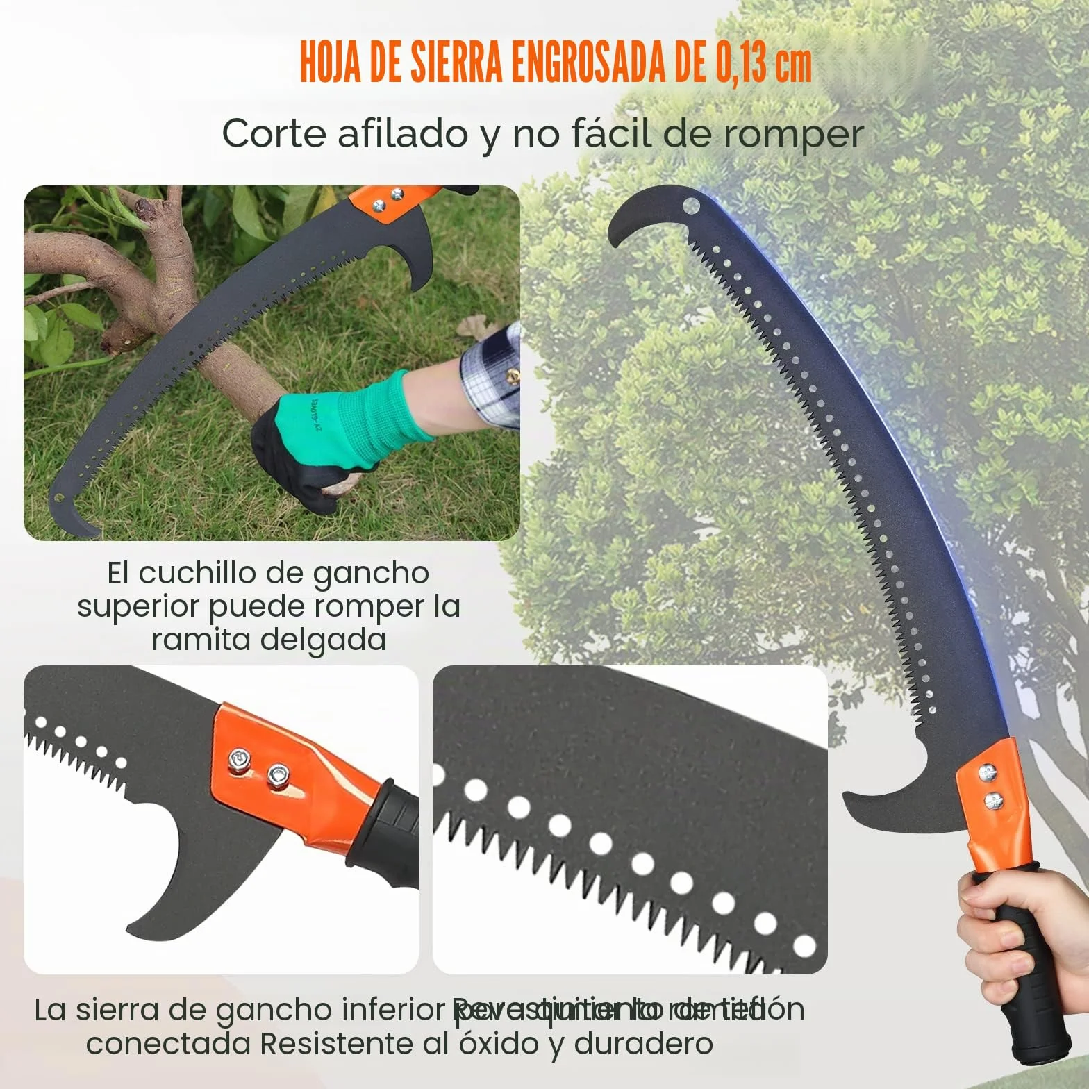 VEVOR Sierra de Poda Telescópica Sierra de Pértiga Extensible de 2,24-8,24m Sierra de Poda con Hoja de Acero Afilada con 8 Postes Tijeras de Fibra de Vidrio para Cortar Ramas Altas para Podar Palmeras
