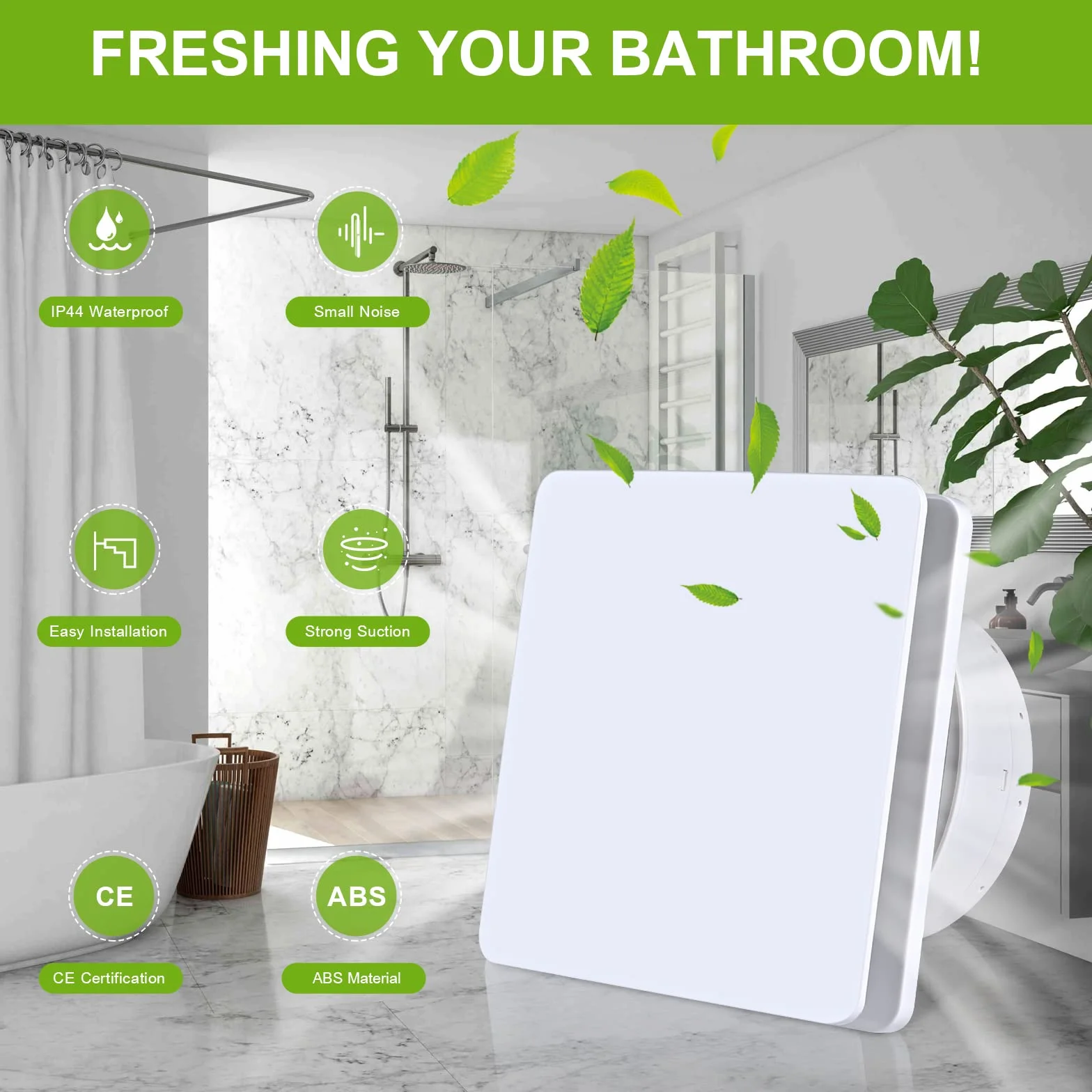 FanGoFast Extractor de Baño 150mm Silencioso 17W Ventilador de Aire para Cocina
