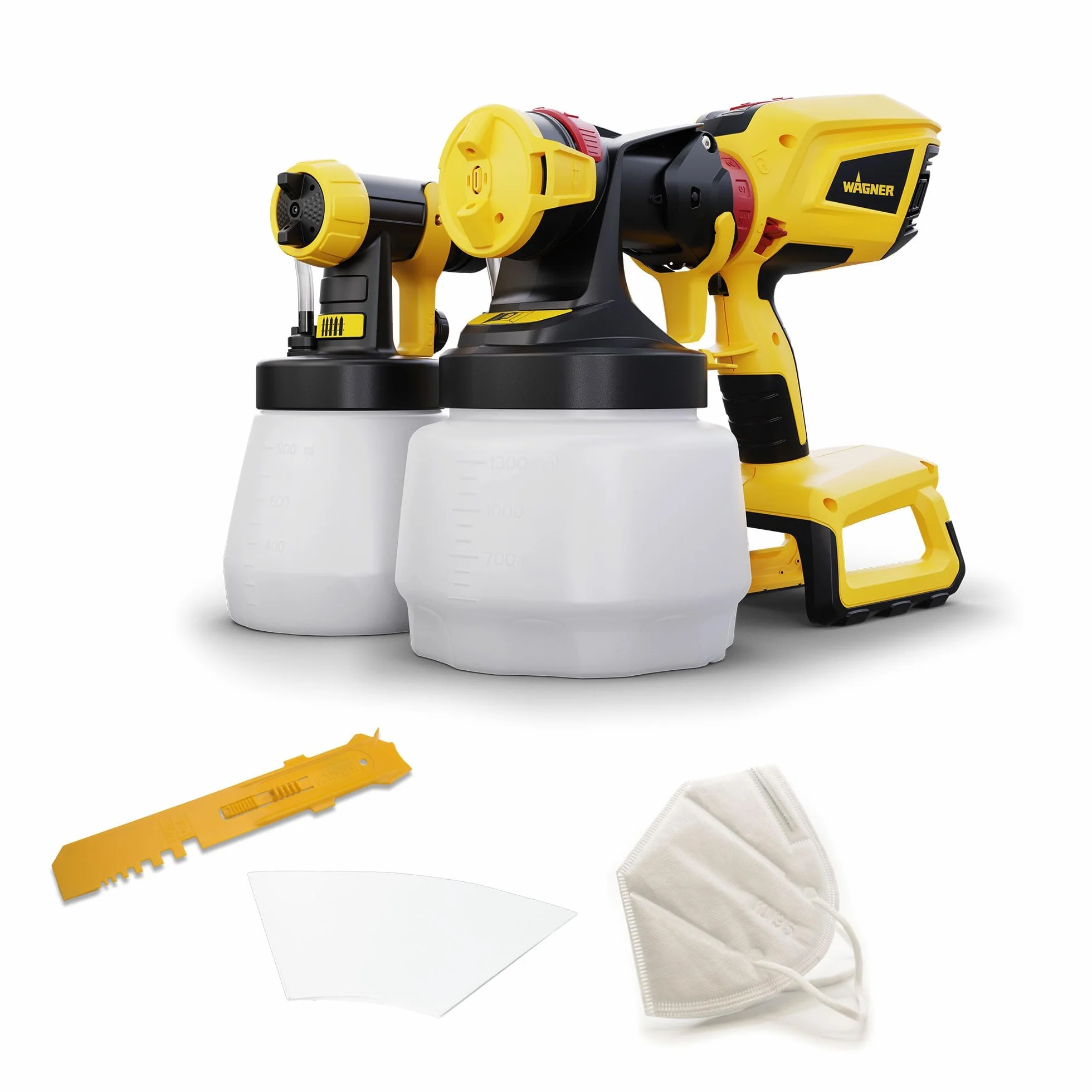 WAGNER pulverizador de batería W 600 FLEXiO 18 V (la batería y el Cargador no se Incluyen en el Volumen de Suministro) para Pinturas de plásticas/látex, Barnices y esmaltes, depósito 1300 ml + 800 ml