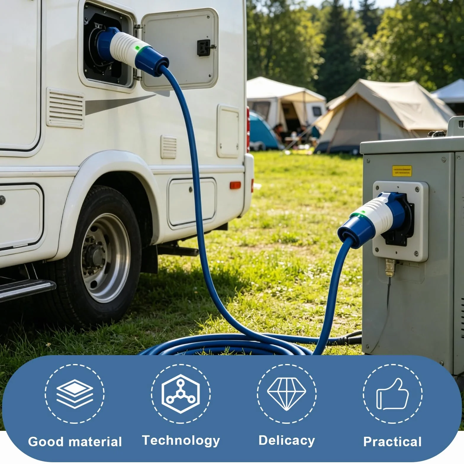 Prolongador CEE 10 M 230 V 16 A, alargador de camping coche, CEE alargador eléctrico IP44, cable alargador caravana CEE, adecuado para camping, caravana, barco, astillero