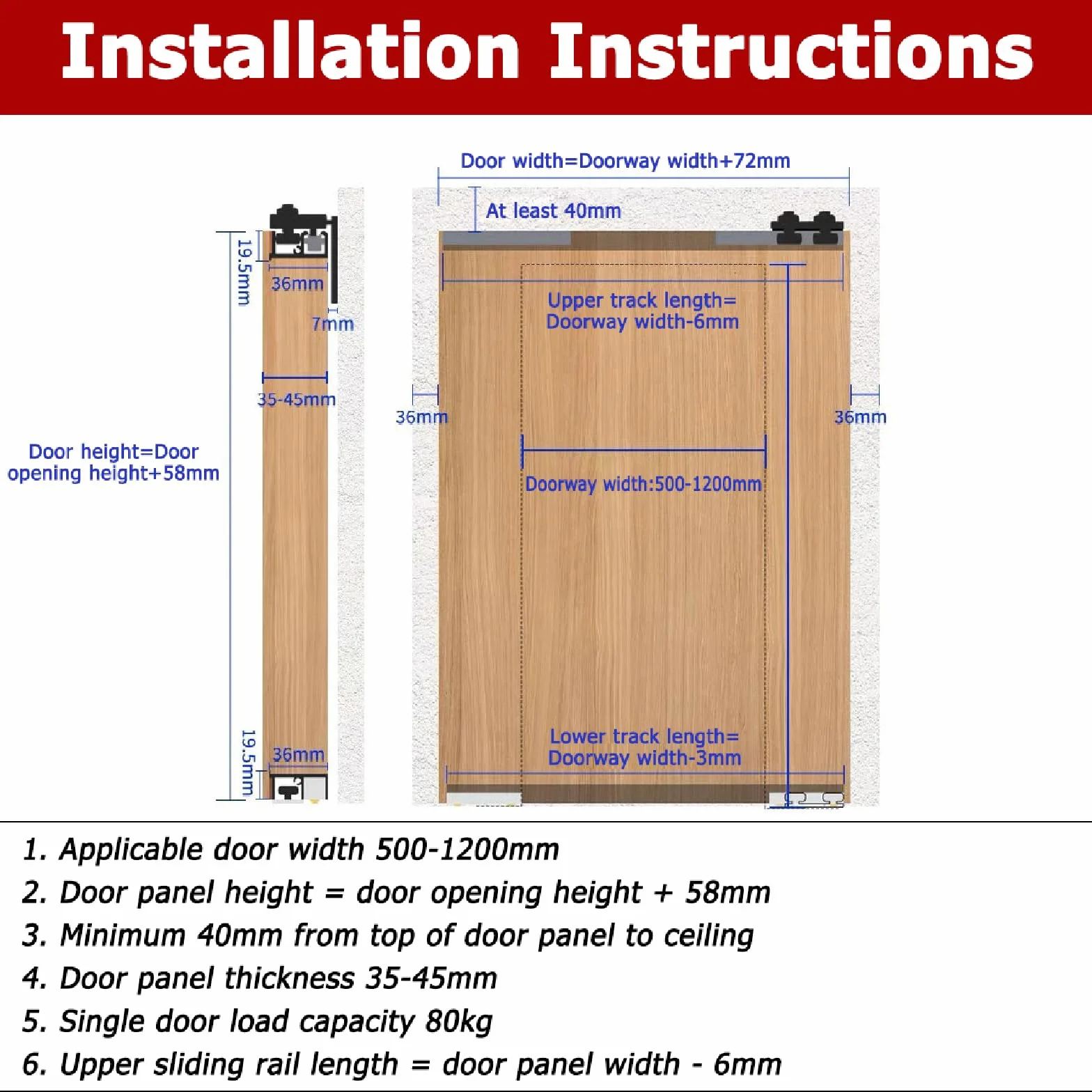 Kit de Puerta corredera Invisible,Kit para Puerta Invisible,Kit de herrajes Ocultos para Puertas,Funcionamiento Impecable,Diseño Invisible,Adecuado para dormitorios