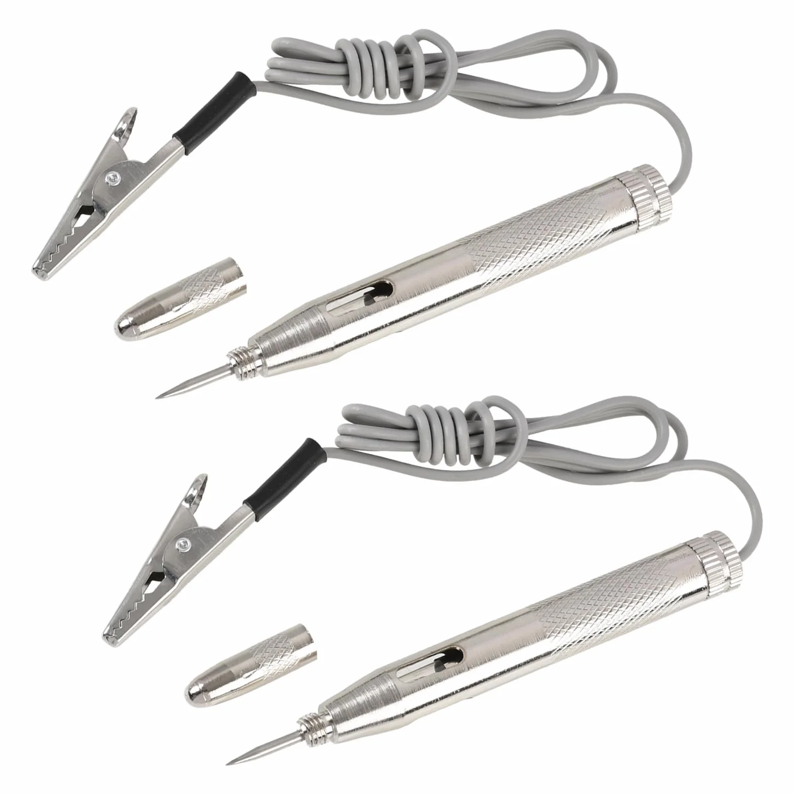 2 Piezas Comprobador de Corriente 6V/12V/24V, Comprobador de Fusibles Coche y Comprobador de Relé Coche con Pinza Cocodrilo, Sonda de Acero Afilada y Luz de Prueba para Circuitos de Bajo Voltaje