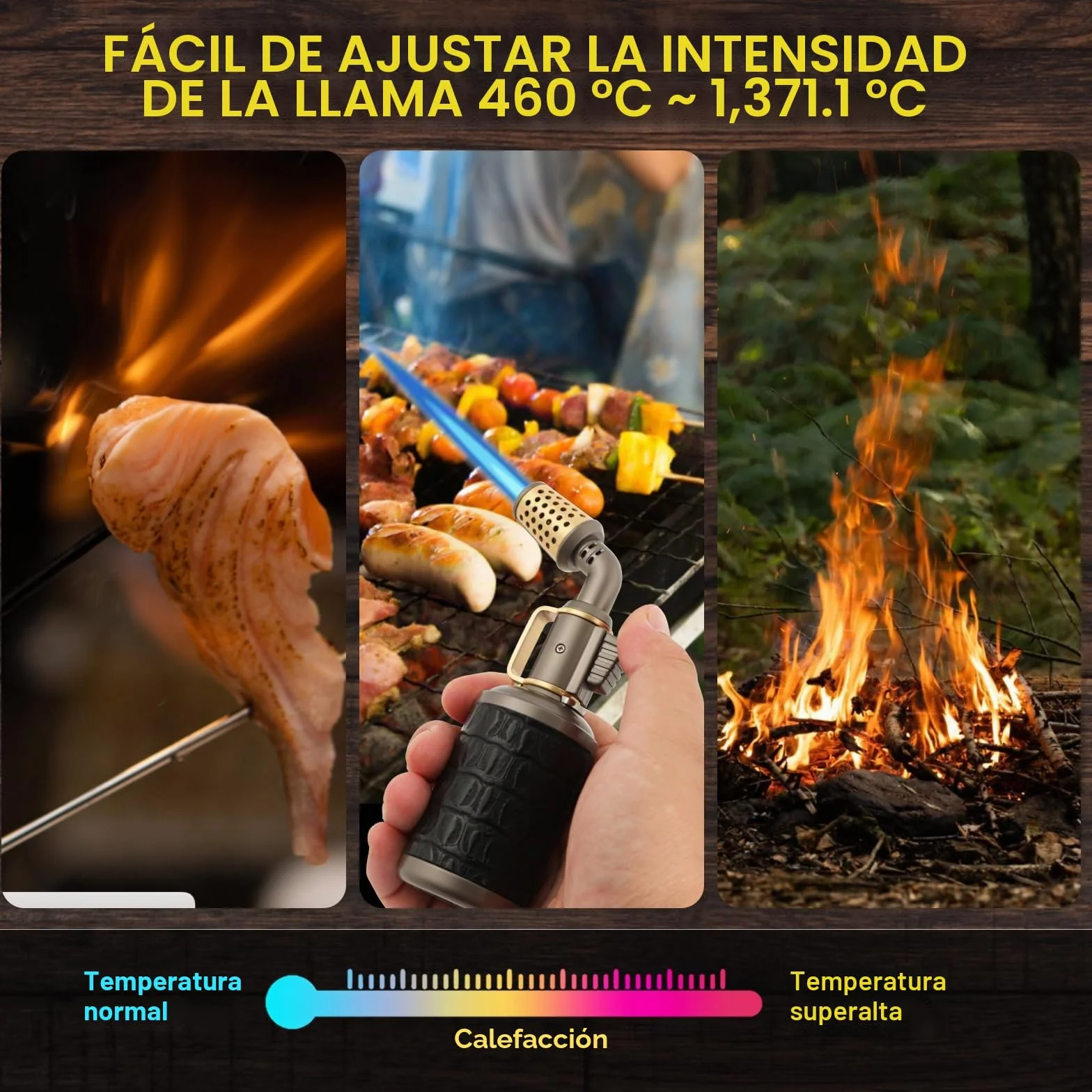 Soplete de butano profesional para cocina con bloqueo de seguridad, ajustable, recargable, multiuso, recargable, barbacoa, hornear, crema Brulee, manualidades y soldadura (gas butano no incluido)