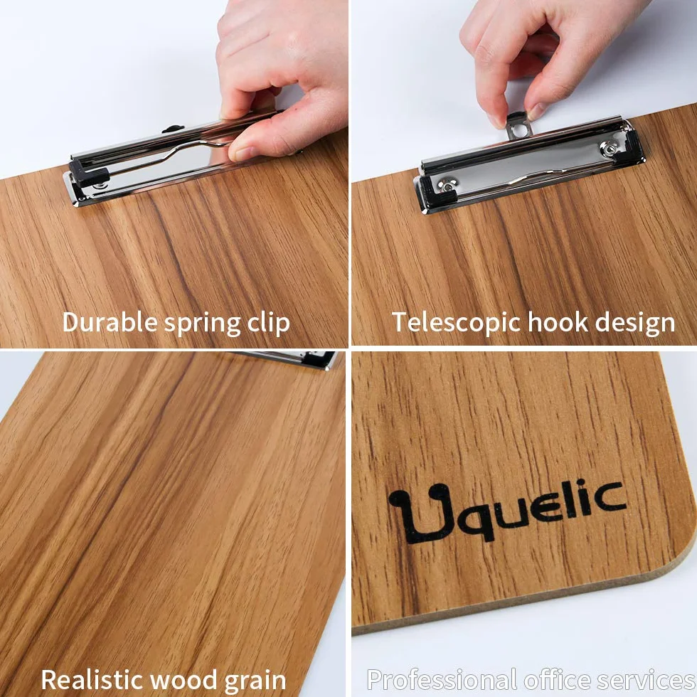 Portapapeles A5 con Pinza Madera Impermeable Tablero con Pinza Marrón
