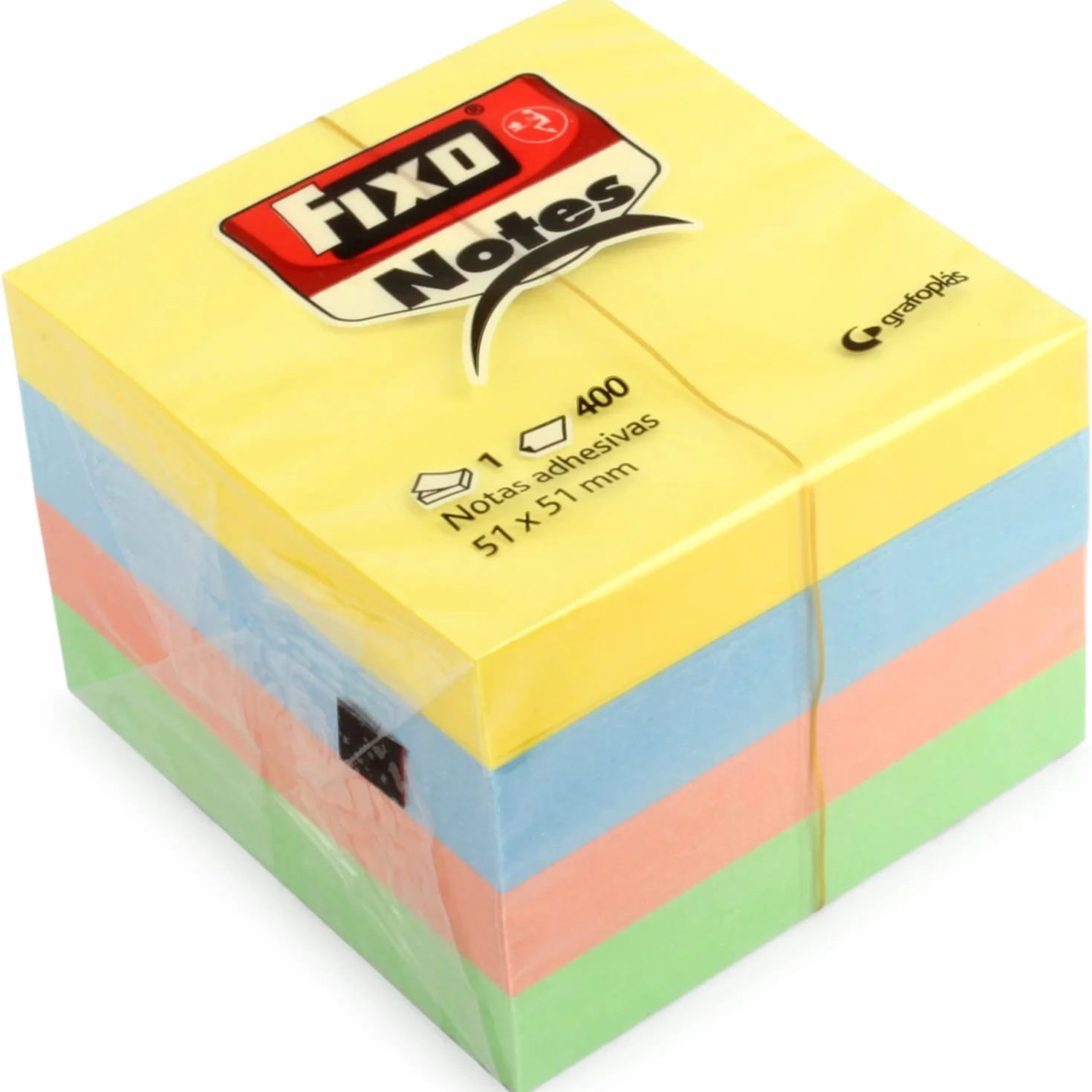 Fixo Notes Cubo de Notas Adhesivas 400 Hojas 51x51mm Colores Surtidos Pastel