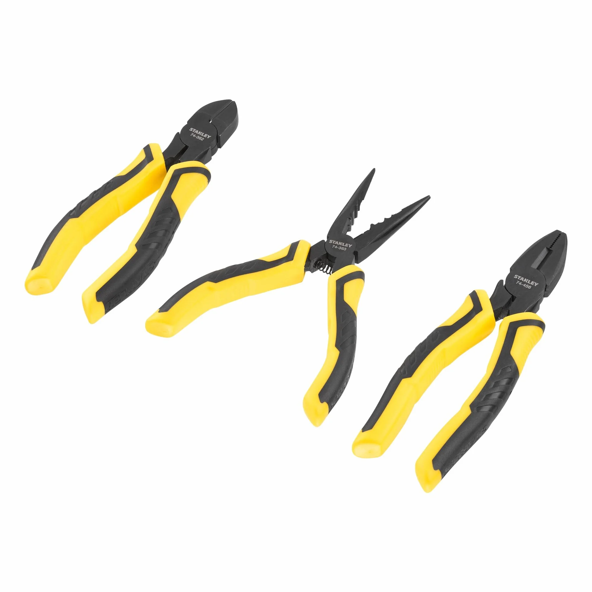 STANLEY STHT0-75094 Juego de alicates de inspección, Universal + corte diagonal + boca larga, Negro/Amarillo, Talla única