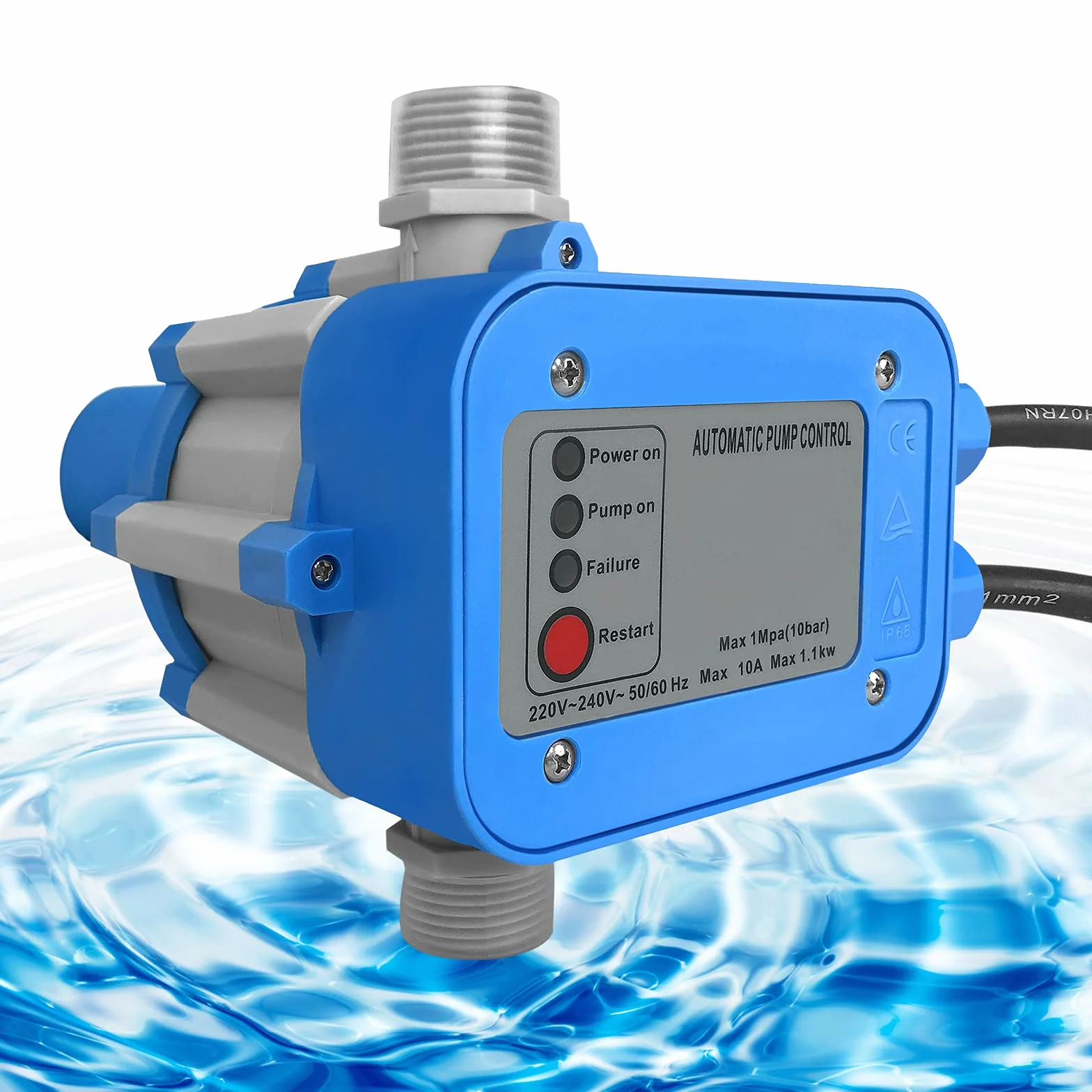 Controlador Bomba Agua con Tapones Presostato Automático Presión 10 Bar IP65