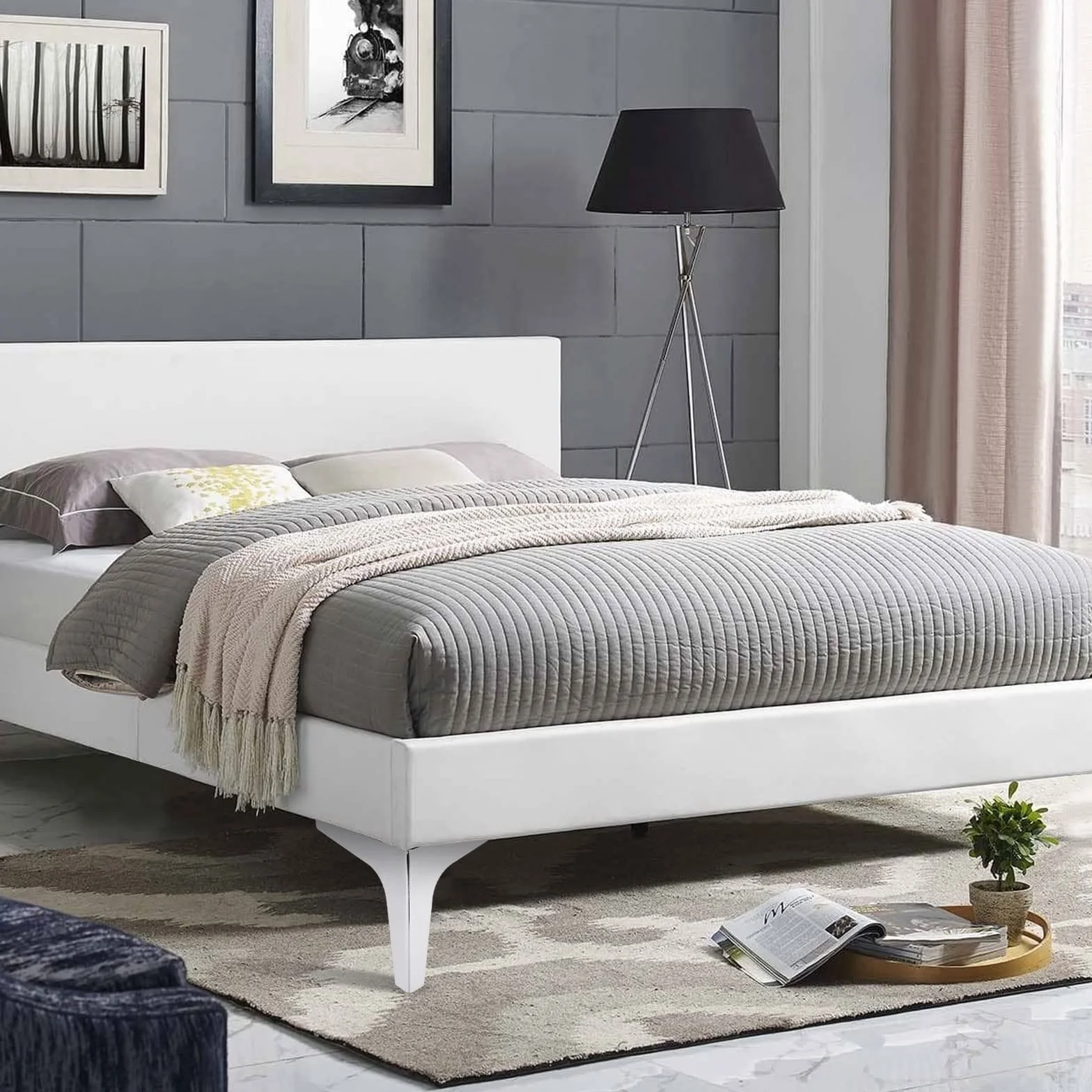 MIVIDE 8 Triangulares de Metal para Muebles, Patas para Muebles Plateado 15 cm, Patas de Metal Modernas para sofá, Mesa, Capacidad de Carga de hasta 800 kg