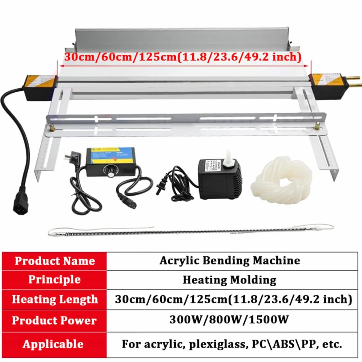 Dobladora de acrílico de 30 cm/60 cm/125 cm, máquina dobladora de plástico PVC, Calentador de Caja de luz con Soporte, Calentador de PVC, dobladora de calefacción en Caliente,125cm
