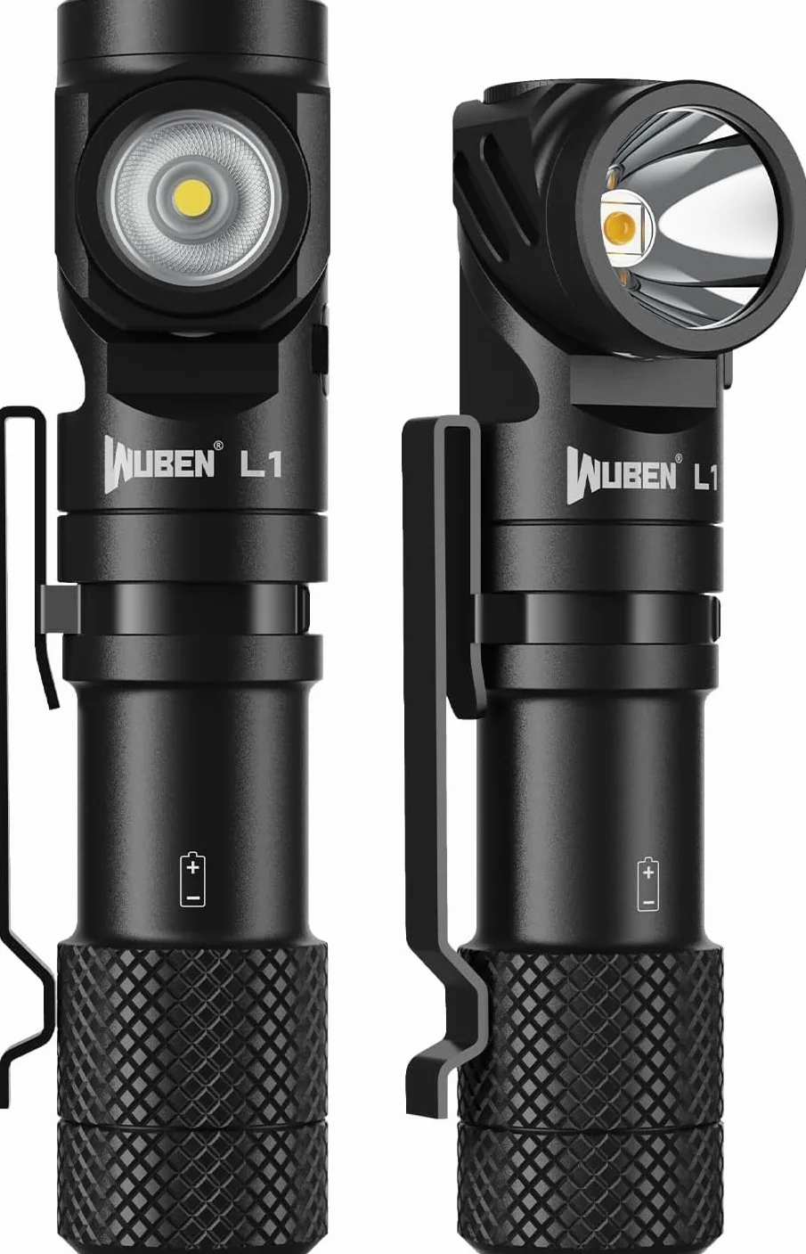 WUBEN L1 Linternas LED Alta Potencia 2000 Lúmenes, Linterna Recargable USB Táctica Militar Potente, cabeza giratoria de 180 grados Linterna, Impermeable Portátil Fuente de Luz Doble Flashlight(P9)