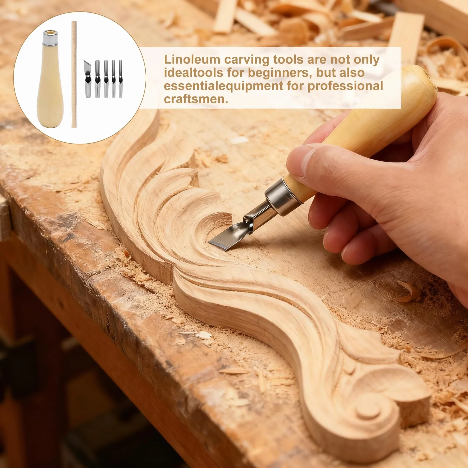 VOSSOT Linoleum Set 14 Cutter Herramientas para Tallar Madera Plancha de Linóleo para Grabado