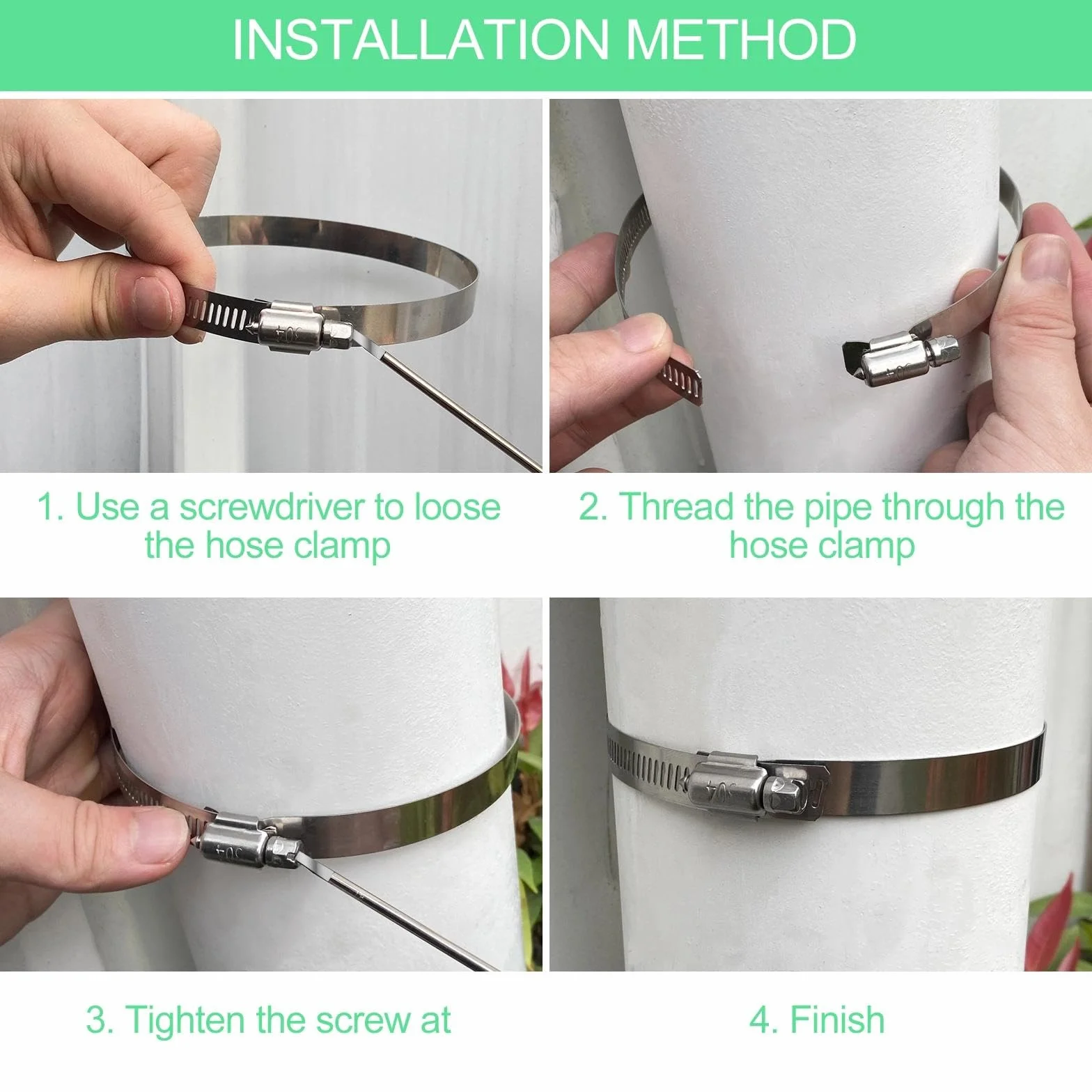 Abrazaderas Metalicas(141-165Mm), Manguera Tuberia Metal para Tubos de Agua Acero Inoxidable, Metálicas Abrazadera de Tubo, Metalica de Tubería, para Fijacción Mangueras y Tubería de Agua