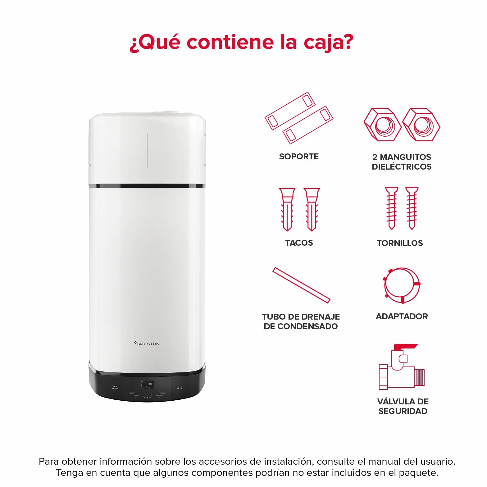 Ariston Nuos Plus S2 Wifi - Termo 80 Litros con Bomba de Calor, Calentador de Agua Bajo Consumo, Control con App, Compatible con Alexa, Clase A+ (A+/F) - Servicio Post-Venta solo Disponible en España