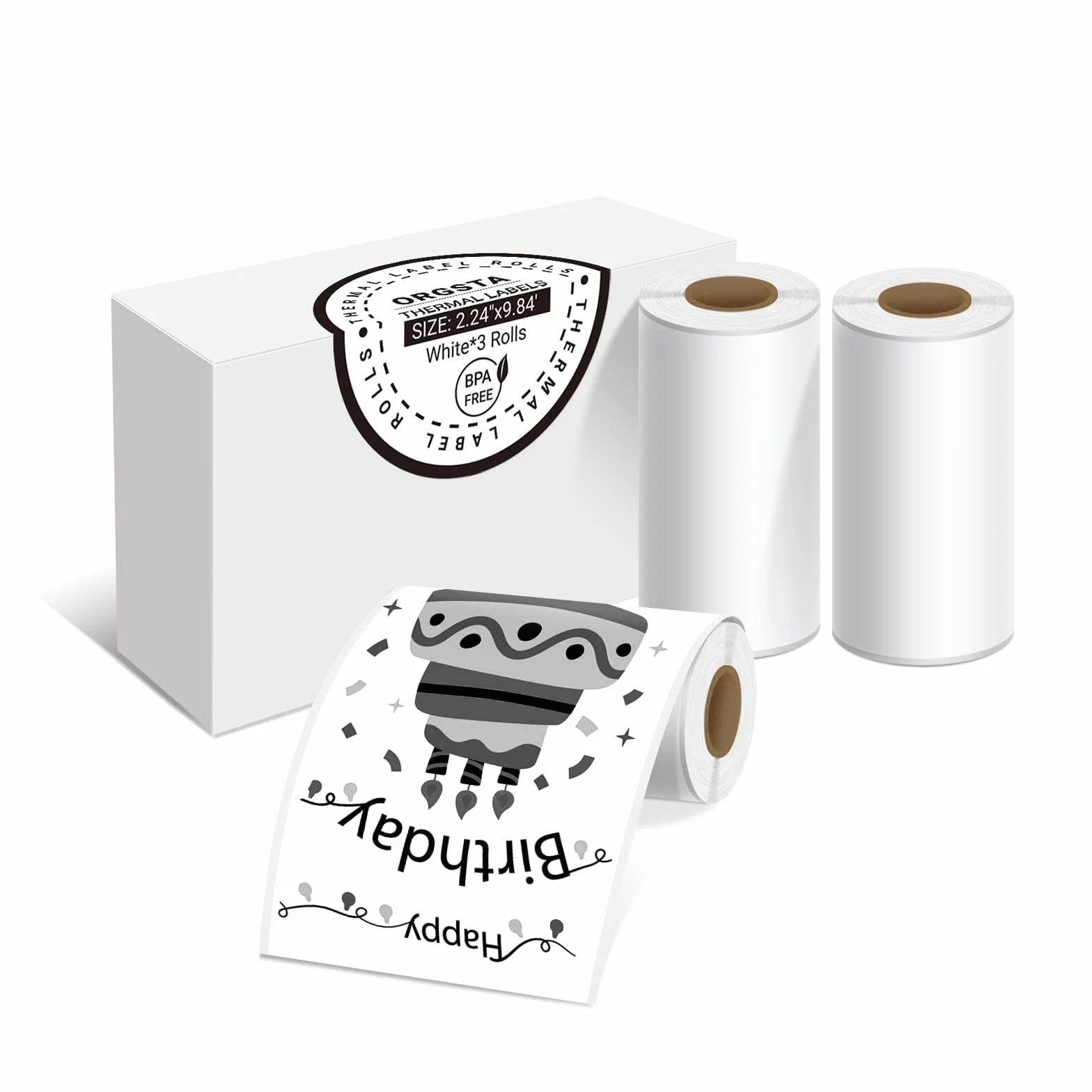 ORGSTA Etiquetas Termicas Autoadhesivas Texto Negro Sobre Papel Blanco 57mm x 3M, 3 Rollos para S002