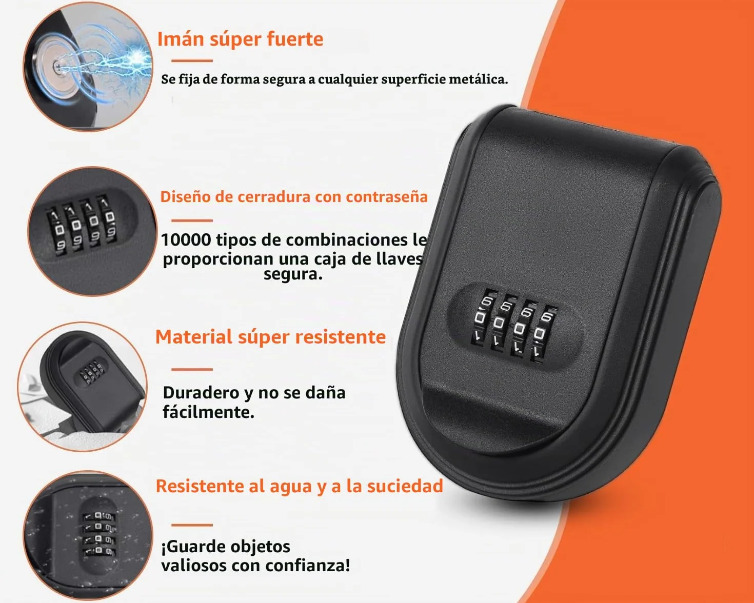 Caja de Seguridad para Llaves de Coche Magnéticas con Combinación de 4 Dígitos, Caja Fuerte para Llaves Resistente a la Intemperie y al óxido, Armarios de Llaves Montada en la Pared