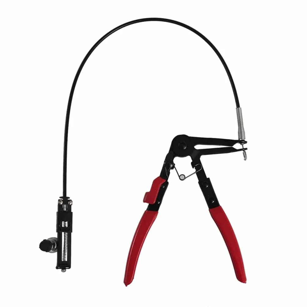 Alicates de abrazadera de manguera con eje de alambre flexible, adecuado para abrazaderas de tubo de 18 a 54 mm, ancho de abrazadera de 12 mm, cable Bowden de 630 mm, para montaje y