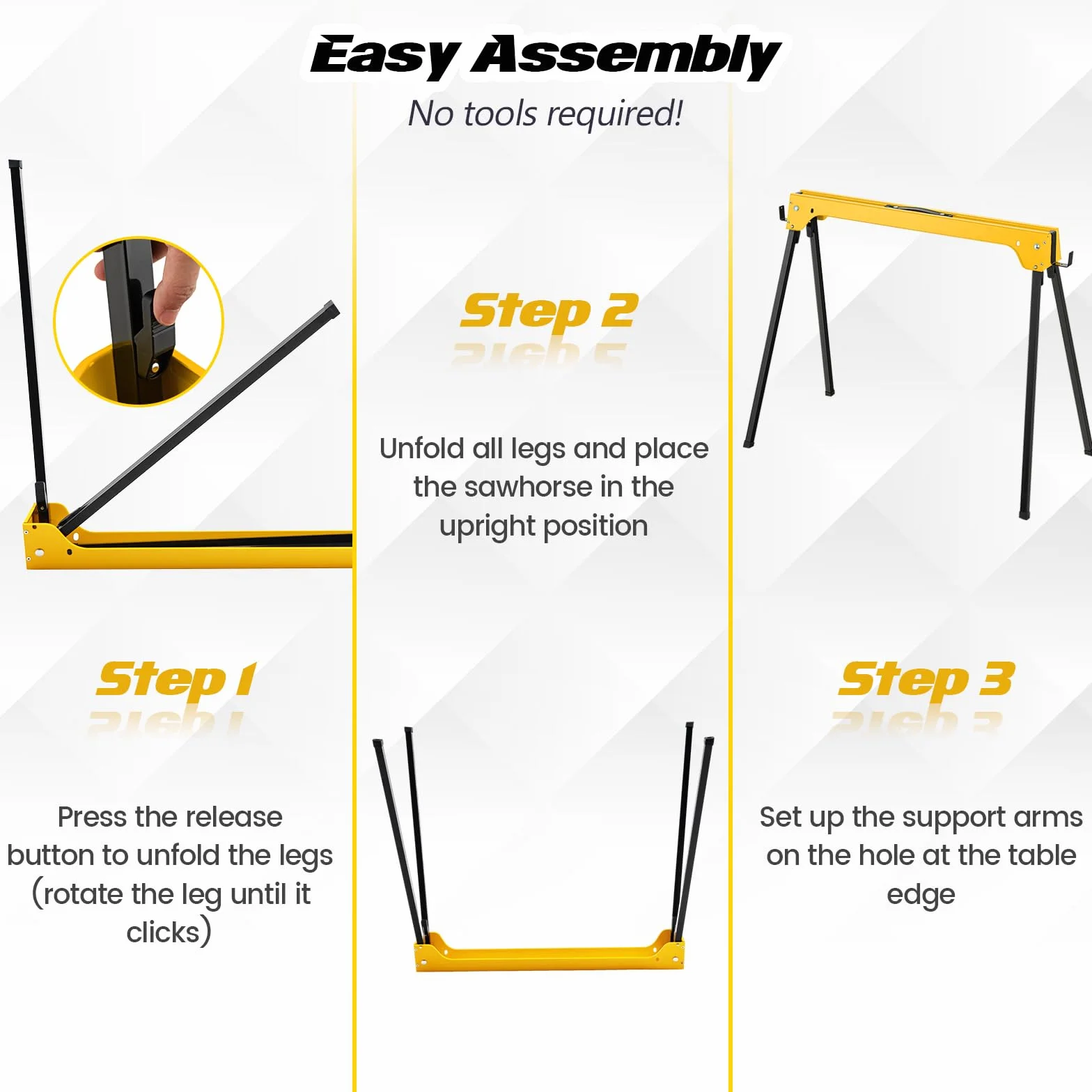 GOPLUS Pack de 2 caballetes de sierra plegables, andamios portátiles con mango cómodo y brazos de apoyo desmontables 2 x 4, capacidad de peso de 600 kg por caballete, no requiere montaje