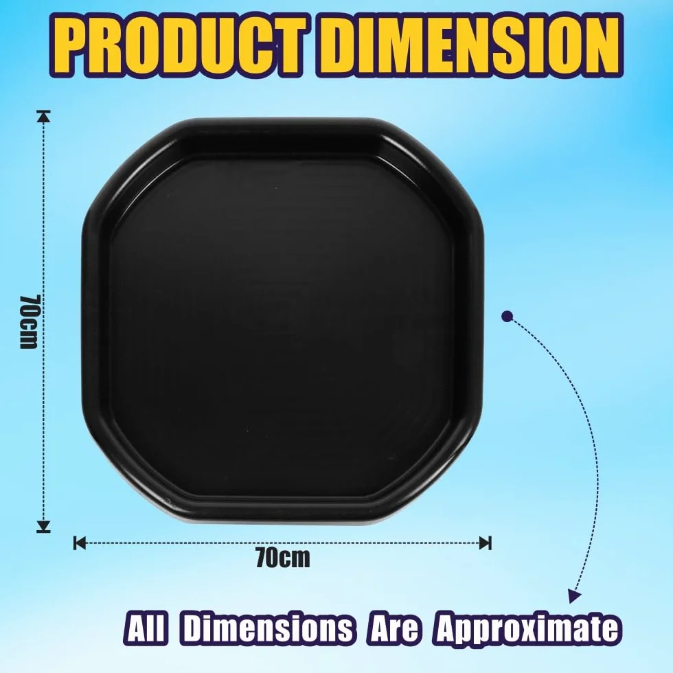 Bandeja de mezcla pequeña de 70 cm x 70 cm, bandeja surtida de plástico para niños (Negro)