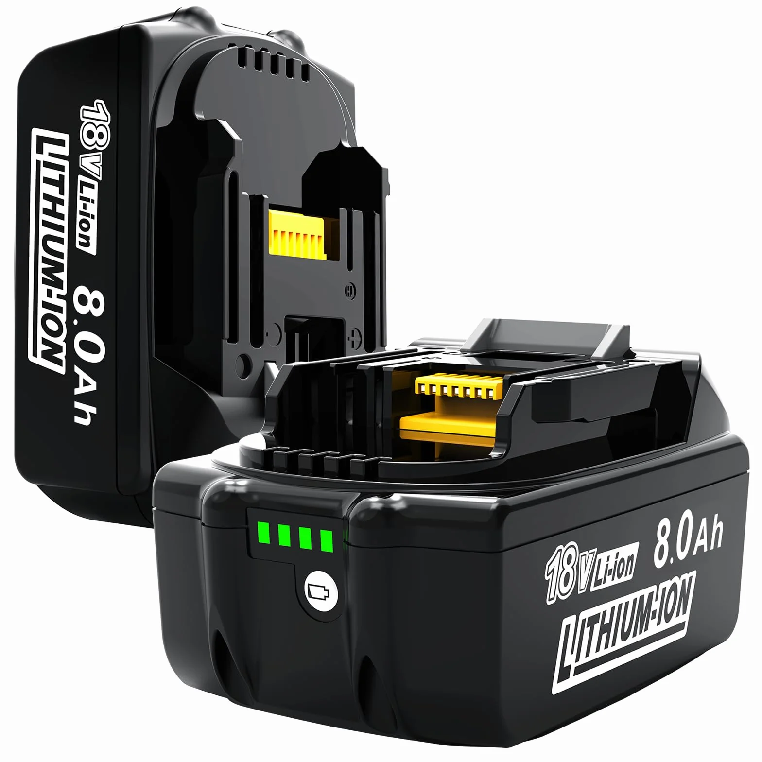 Batería de Repuesto para Makita 18V: 8000mAh Li-Ion Compatible con BL1860B BL1840 BL1830 BL1815 BL1835 BL1850B BL1845 194205 con batería de Herramientas LED (2 Unidades)